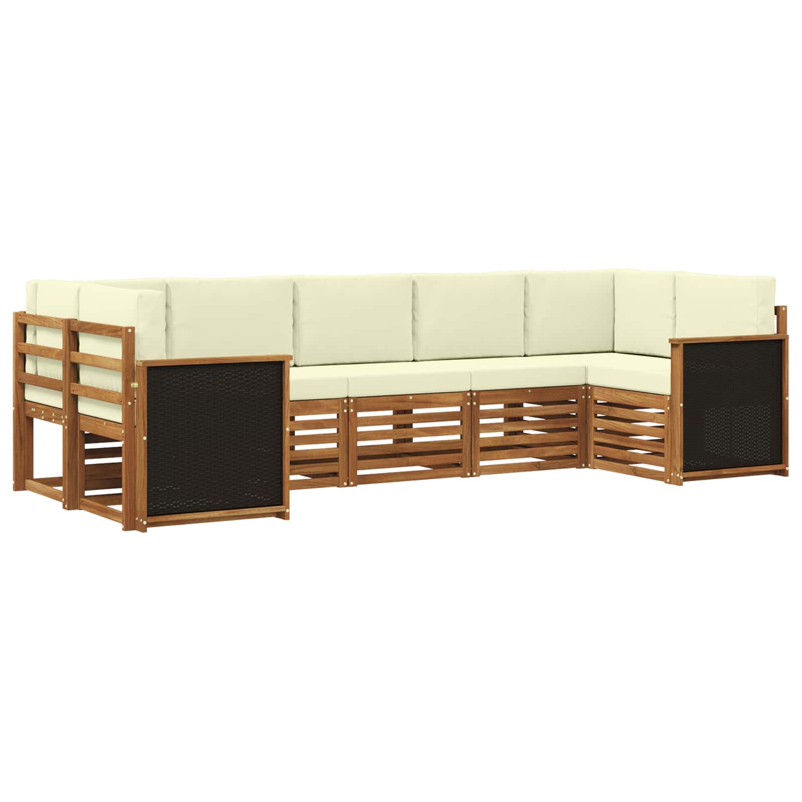 Hoekbank Set met kussen 6 pcs Natuurlijk en Crème is nu te koop bij PeponiXL, paradijselijk wonen!