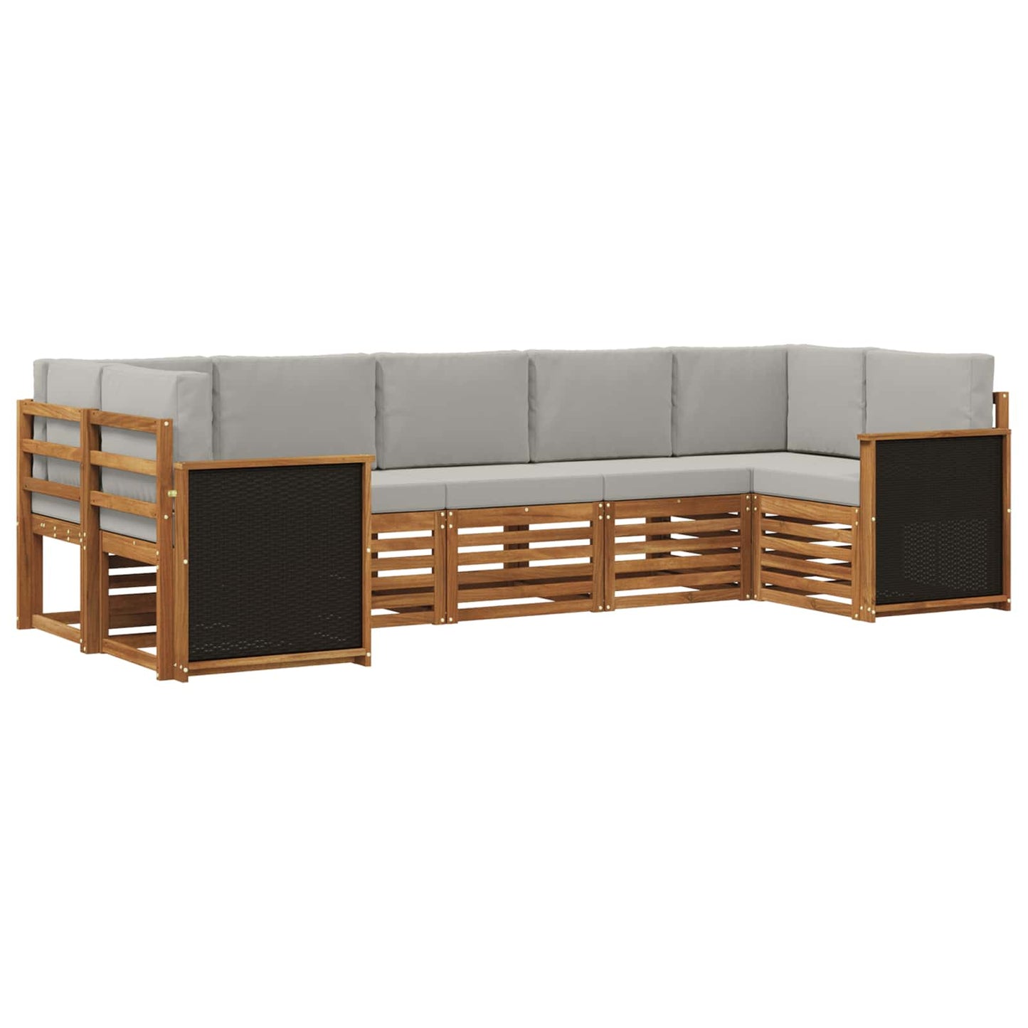 Hoekbank Set met kussen 6 pcs Naturel en lichtgrijs is nu te koop bij PeponiXL, paradijselijk wonen!