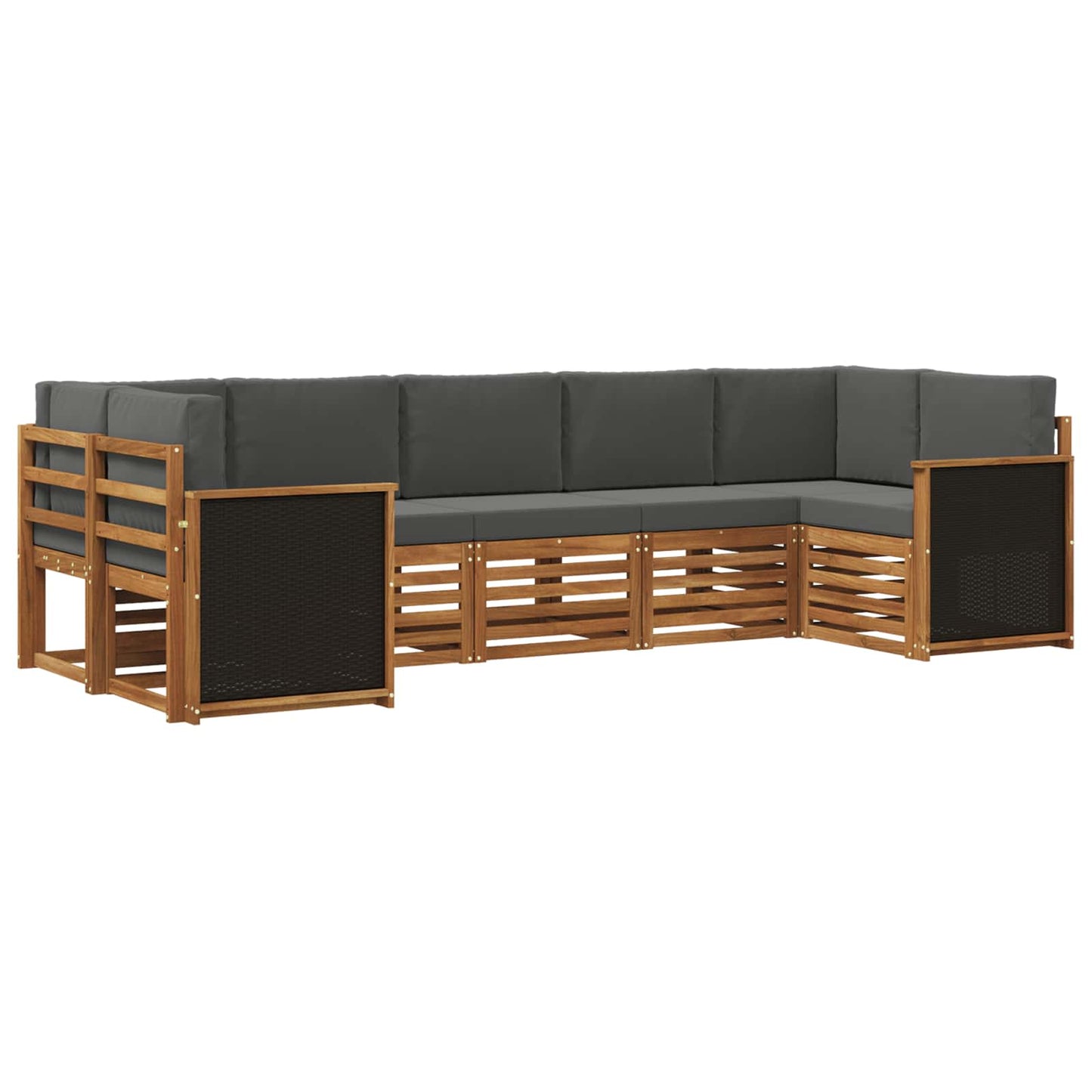 Hoekbank Set met kussen 6 pcs Natuurlijk en Antraciet is nu te koop bij PeponiXL, paradijselijk wonen!
