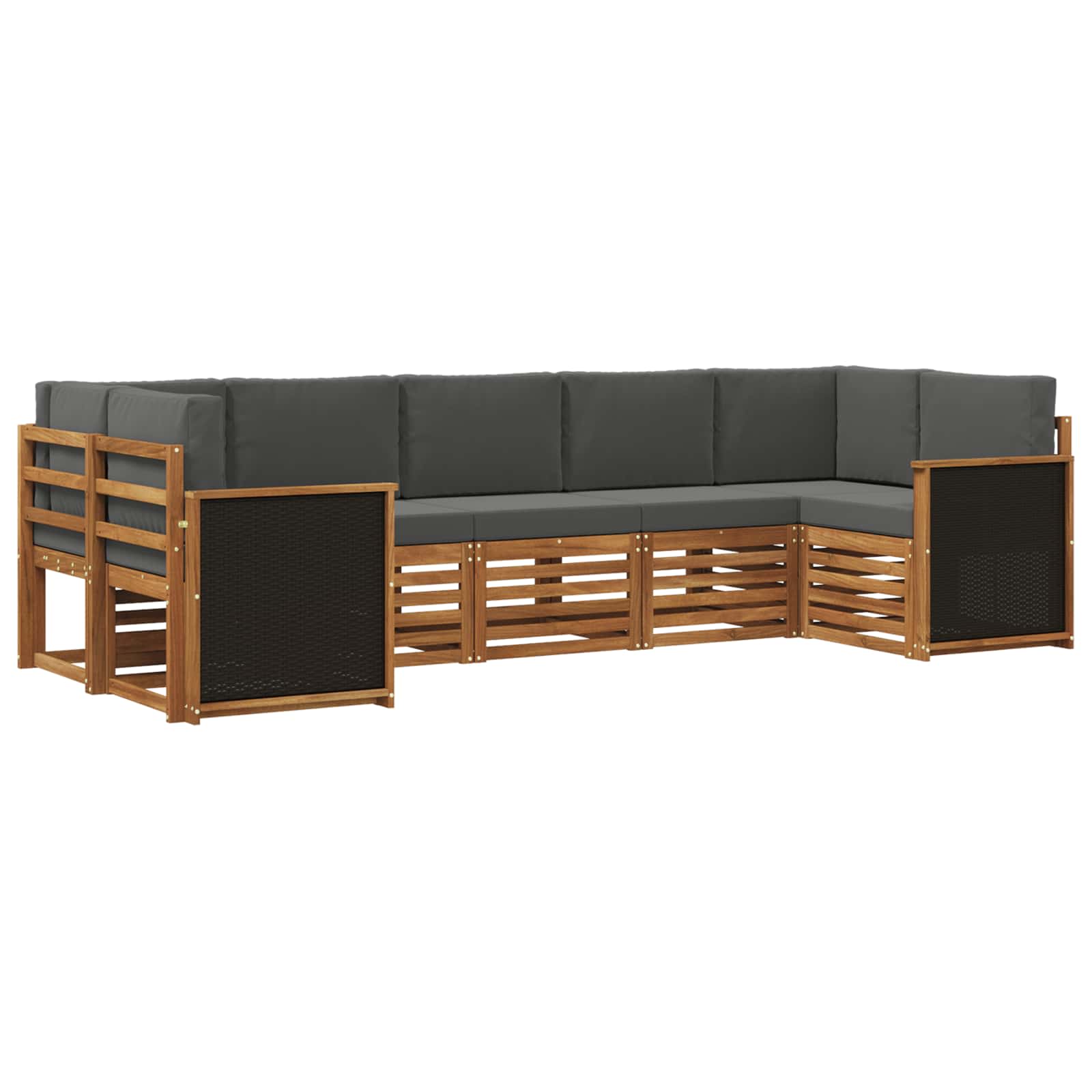 Hoekbank Set met kussen 6 pcs Natuurlijk en Antraciet is nu te koop bij PeponiXL, paradijselijk wonen!