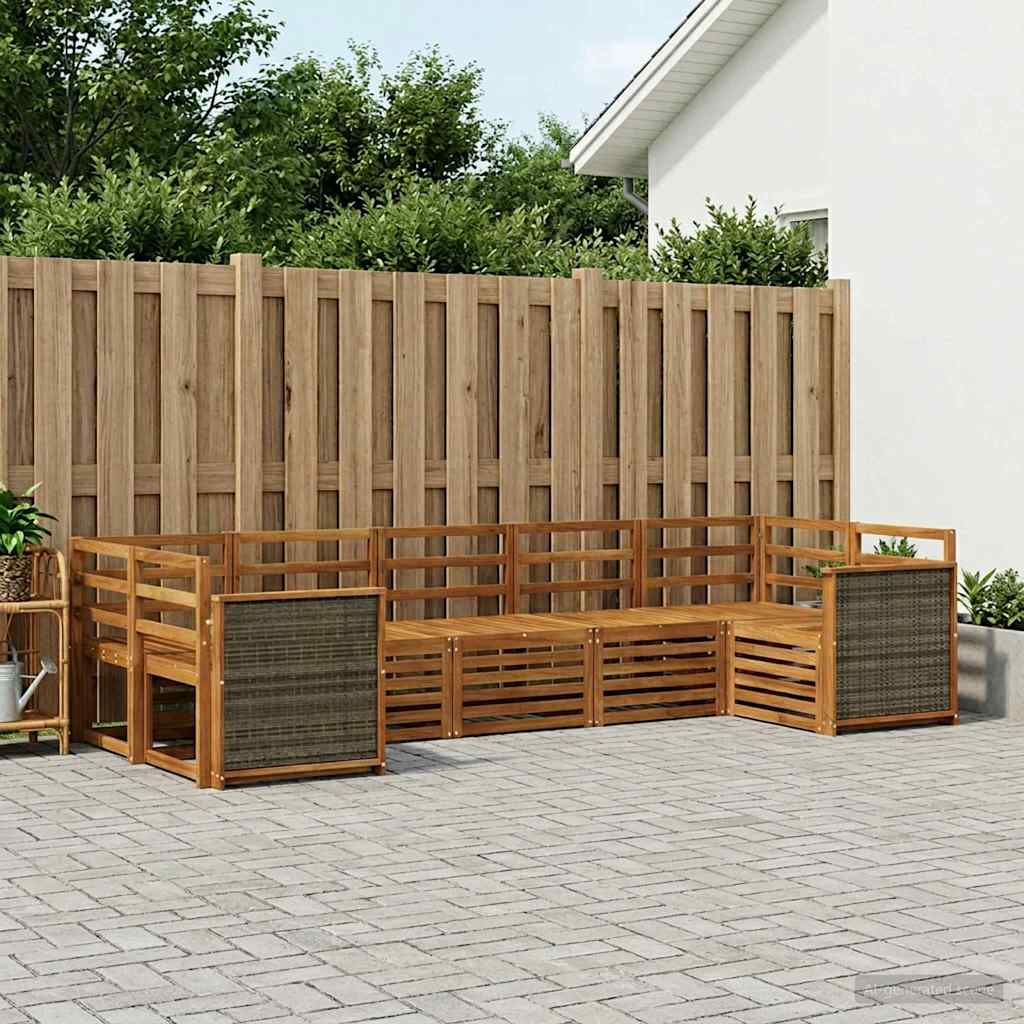 Hoekbank Set 6 pcs Naturel Massief Acaciahout is nu te koop bij PeponiXL, paradijselijk wonen!
