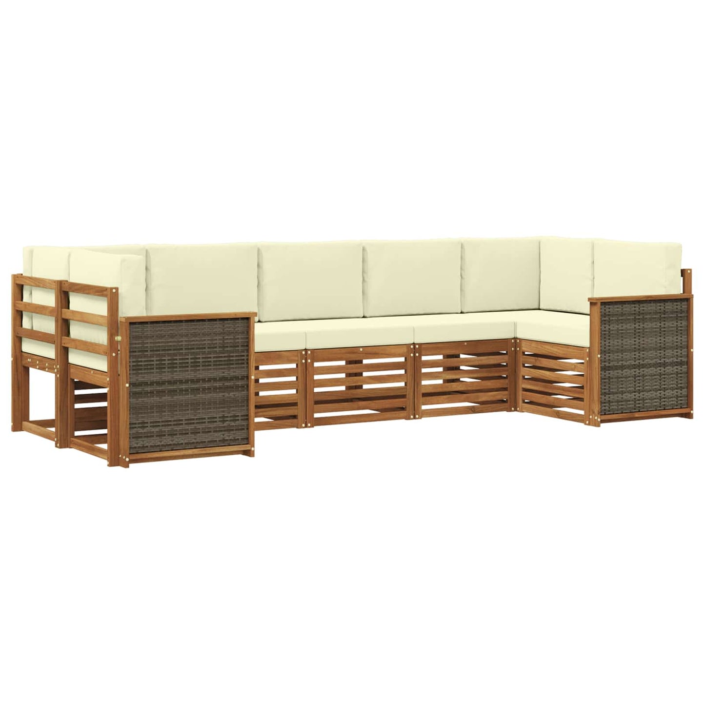 Hoekbank Set met kussen 6 pcs Natuurlijk en Crème is nu te koop bij PeponiXL, paradijselijk wonen!