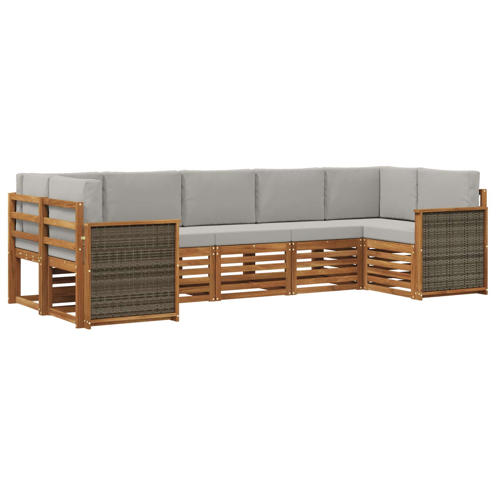 Hoekbank Set met kussen 6 pcs Naturel en lichtgrijs is nu te koop bij PeponiXL, paradijselijk wonen!