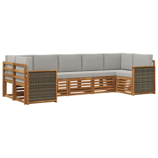Hoekbank Set met kussen 6 pcs Naturel en lichtgrijs is nu te koop bij PeponiXL, paradijselijk wonen!
