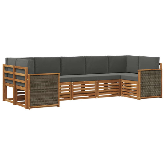 Hoekbank Set met kussen 6 pcs Natuurlijk en Antraciet is nu te koop bij PeponiXL, paradijselijk wonen!