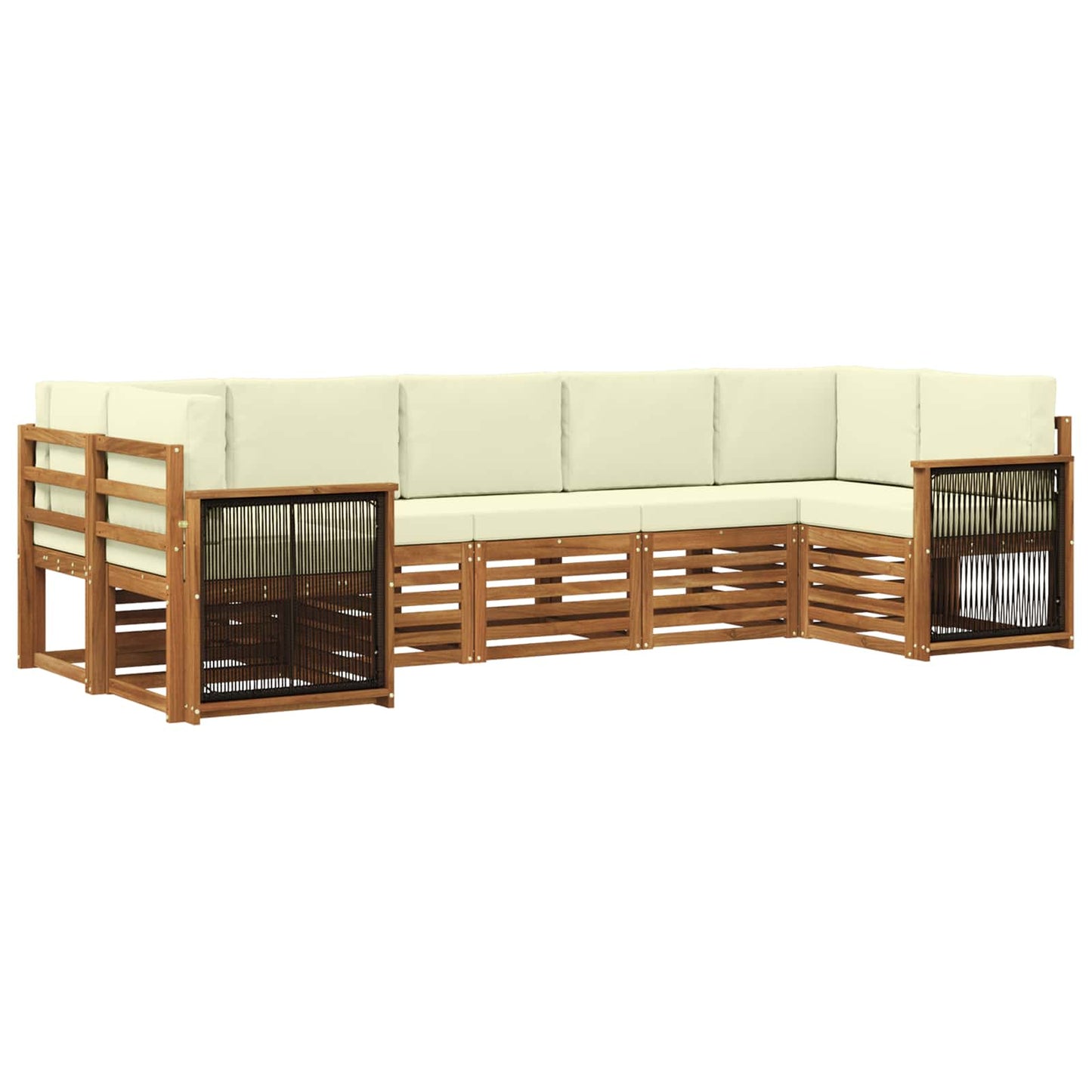 Hoekbank Set met kussen 6 pcs Natuurlijk en Crème is nu te koop bij PeponiXL, paradijselijk wonen!