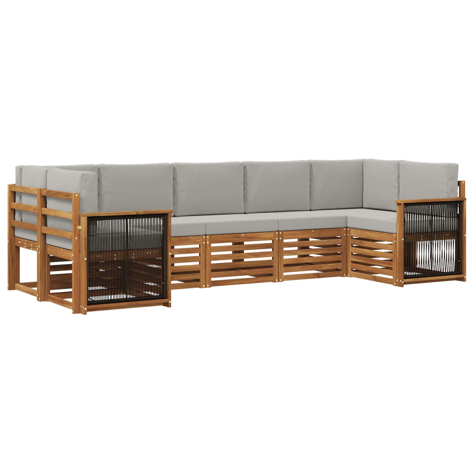 Hoekbank Set met kussen 6 pcs Naturel en lichtgrijs is nu te koop bij PeponiXL, paradijselijk wonen!
