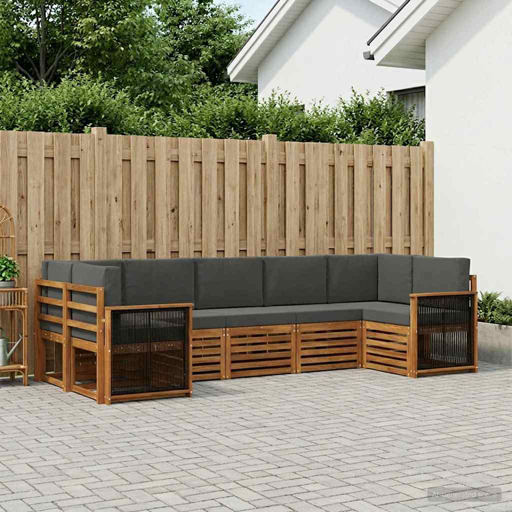Hoekbank Set met kussen 6 pcs Natuurlijk en Antraciet is nu te koop bij PeponiXL, paradijselijk wonen!
