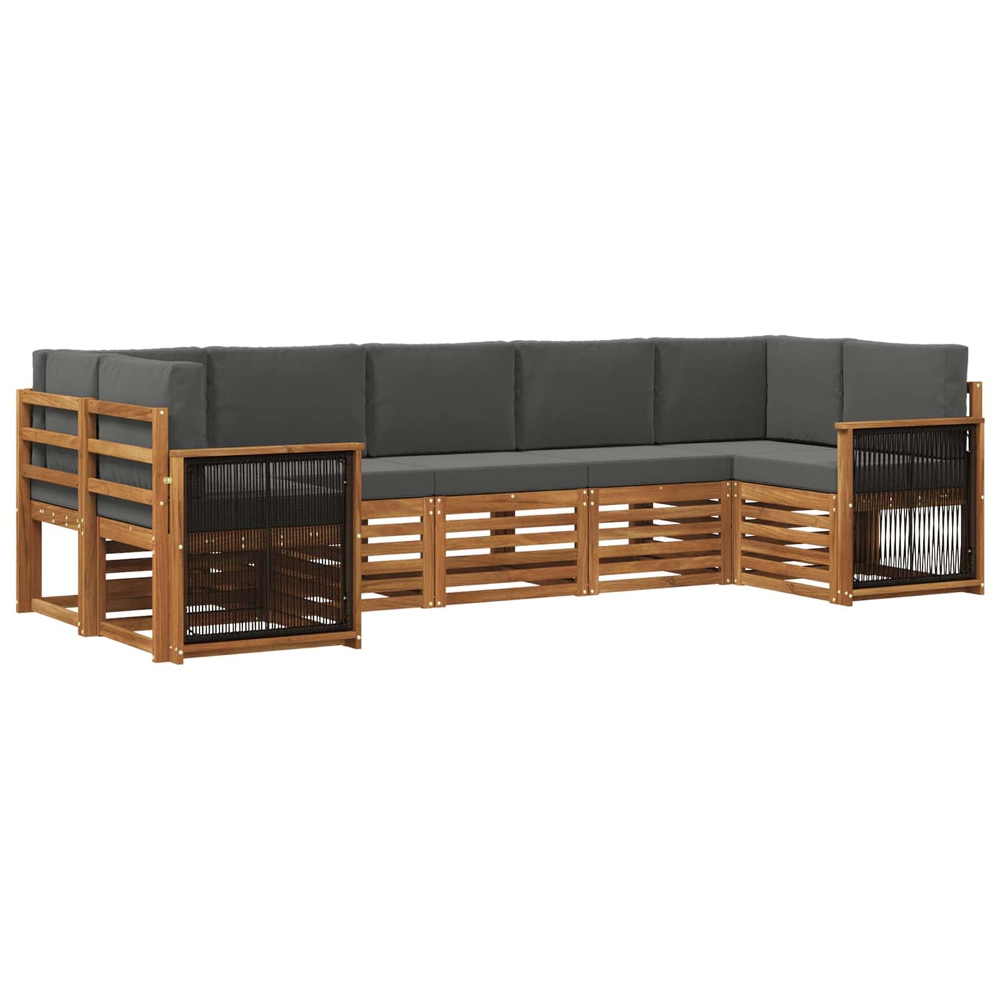 Hoekbank Set met kussen 6 pcs Natuurlijk en Antraciet is nu te koop bij PeponiXL, paradijselijk wonen!