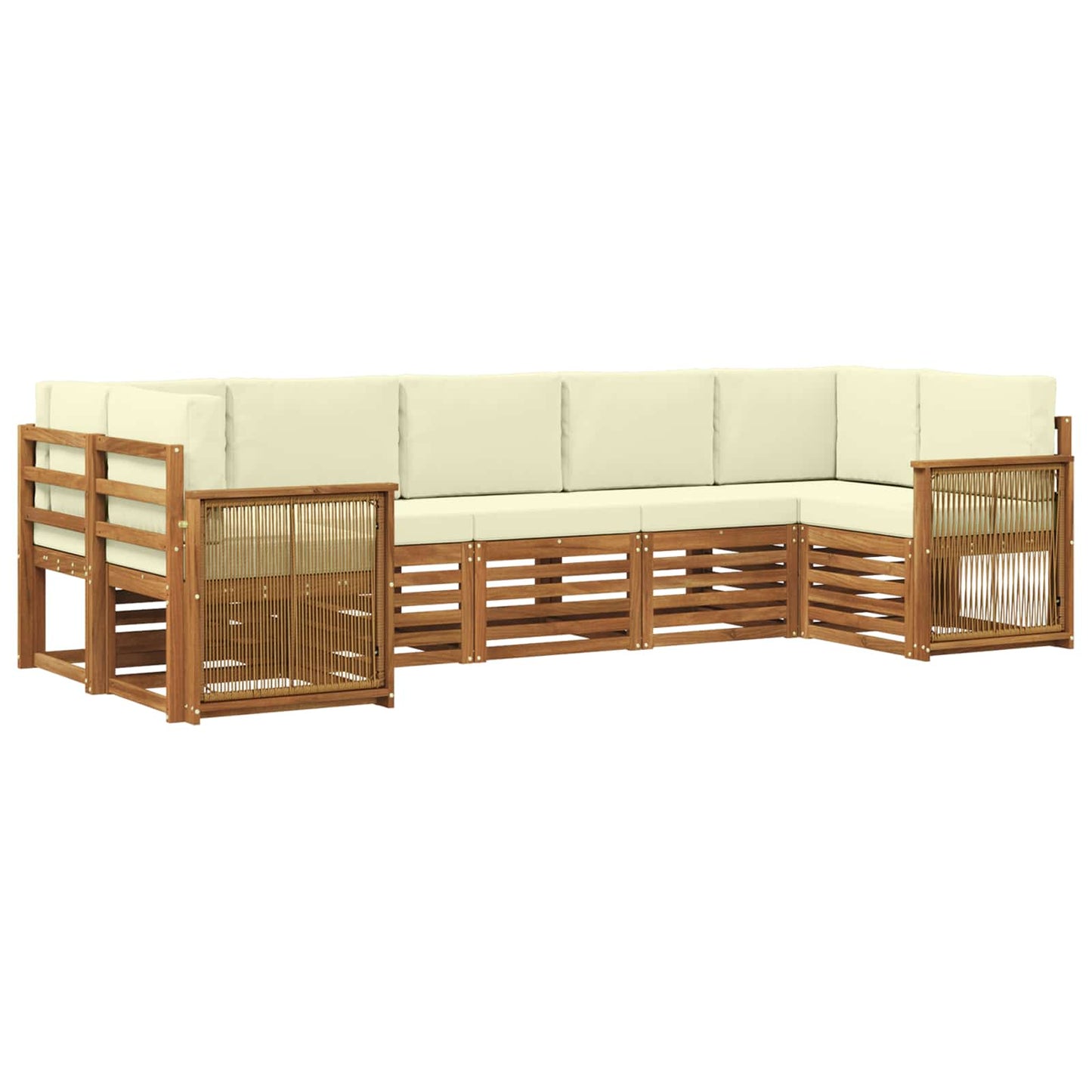 Hoekbank Set met kussen 6 pcs Natuurlijk en Crème is nu te koop bij PeponiXL, paradijselijk wonen!