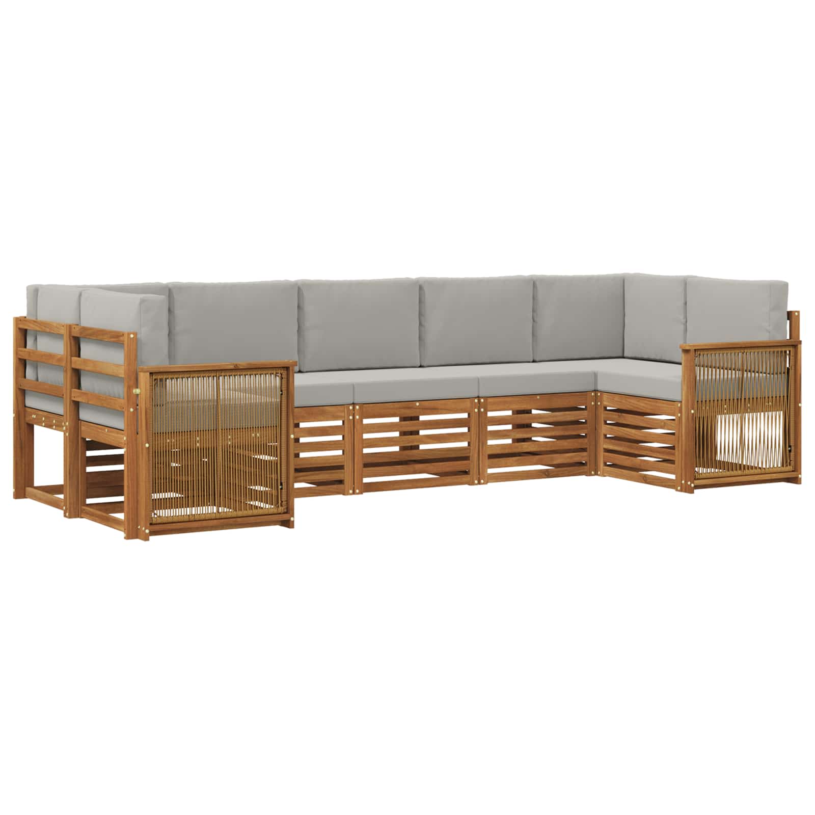 Hoekbank Set met kussen 6 pcs Naturel en lichtgrijs is nu te koop bij PeponiXL, paradijselijk wonen!