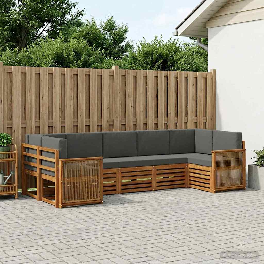 Hoekbank Set met kussen 6 pcs Natuurlijk en Antraciet is nu te koop bij PeponiXL, paradijselijk wonen!
