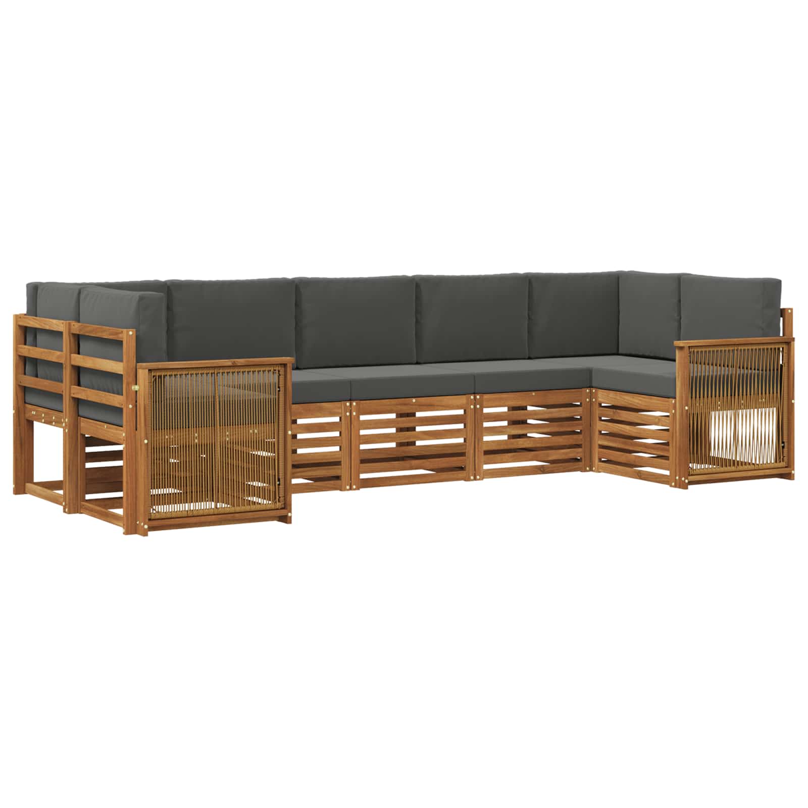 Hoekbank Set met kussen 6 pcs Natuurlijk en Antraciet is nu te koop bij PeponiXL, paradijselijk wonen!