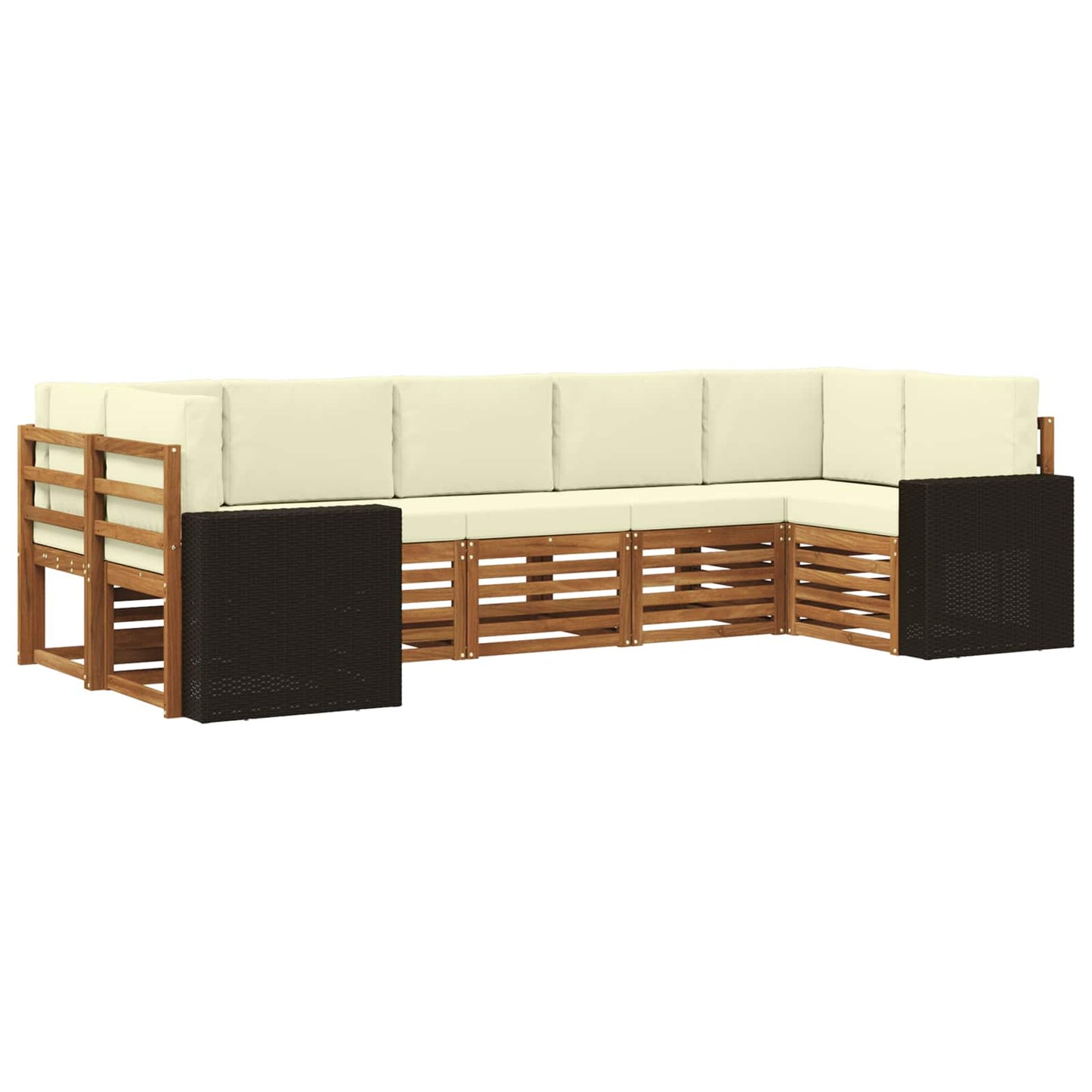 Hoekbank Set met kussen 7 pcs Natuurlijk en Crème Polyester is nu te koop bij PeponiXL, paradijselijk wonen!
