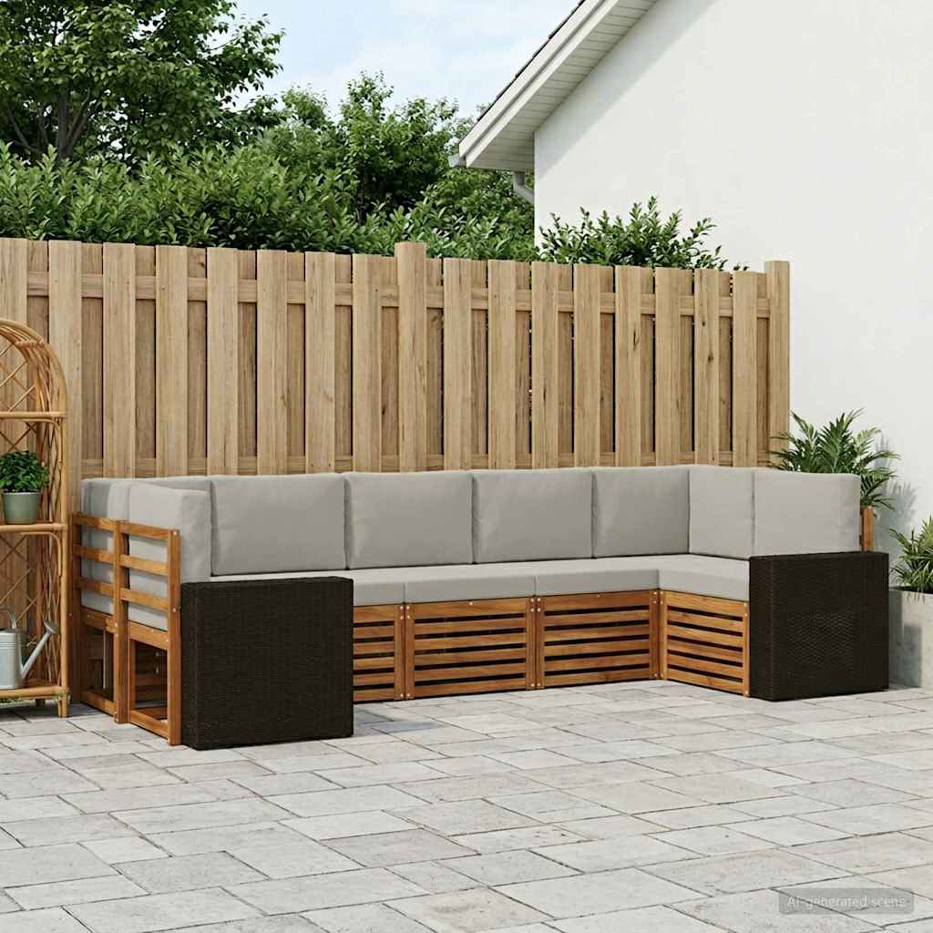 Hoekbank Set met kussen 7 pcs Naturel en lichtgrijs Polyester is nu te koop bij PeponiXL, paradijselijk wonen!