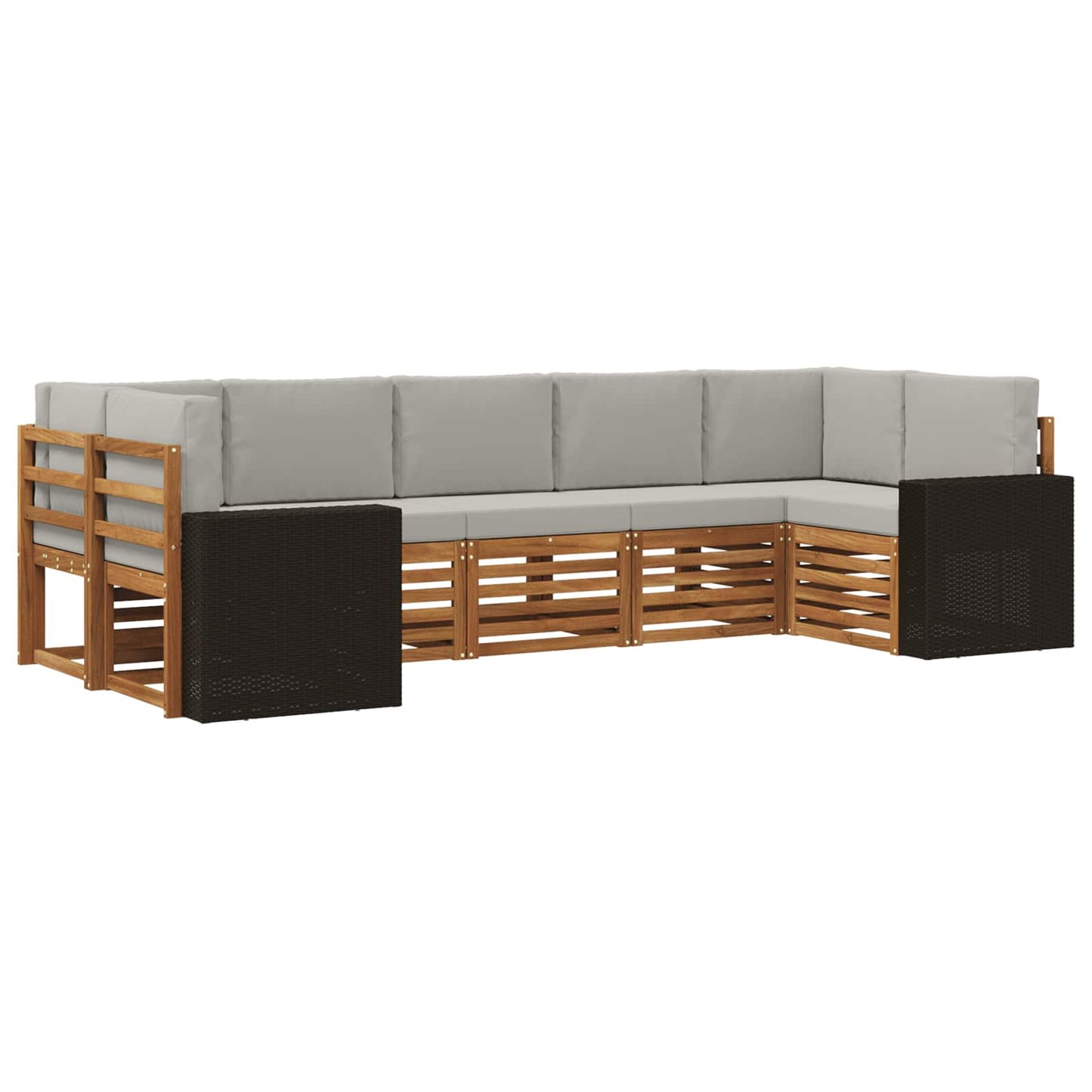 Hoekbank Set met kussen 7 pcs Naturel en lichtgrijs Polyester is nu te koop bij PeponiXL, paradijselijk wonen!