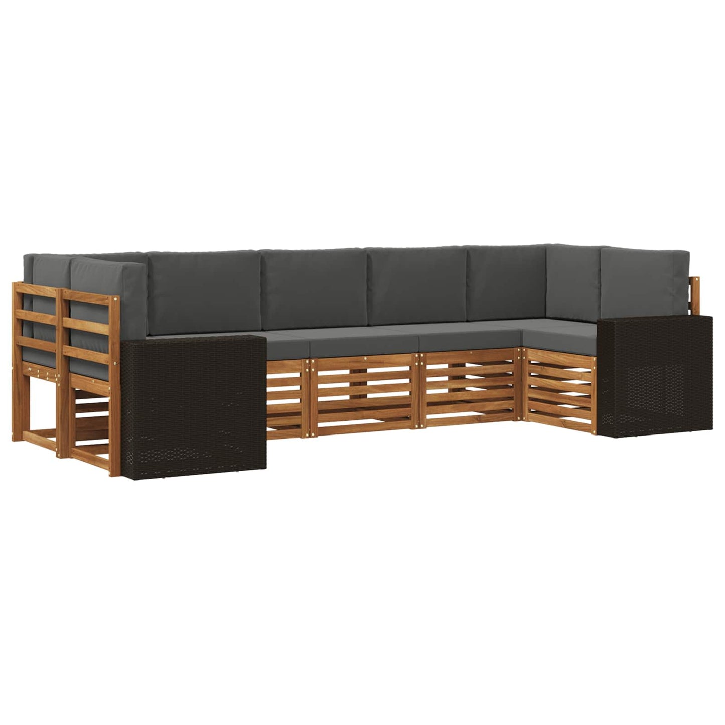 Hoekbank Set met kussen 7 pcs Natuurlijk en Antraciet Polyester is nu te koop bij PeponiXL, paradijselijk wonen!