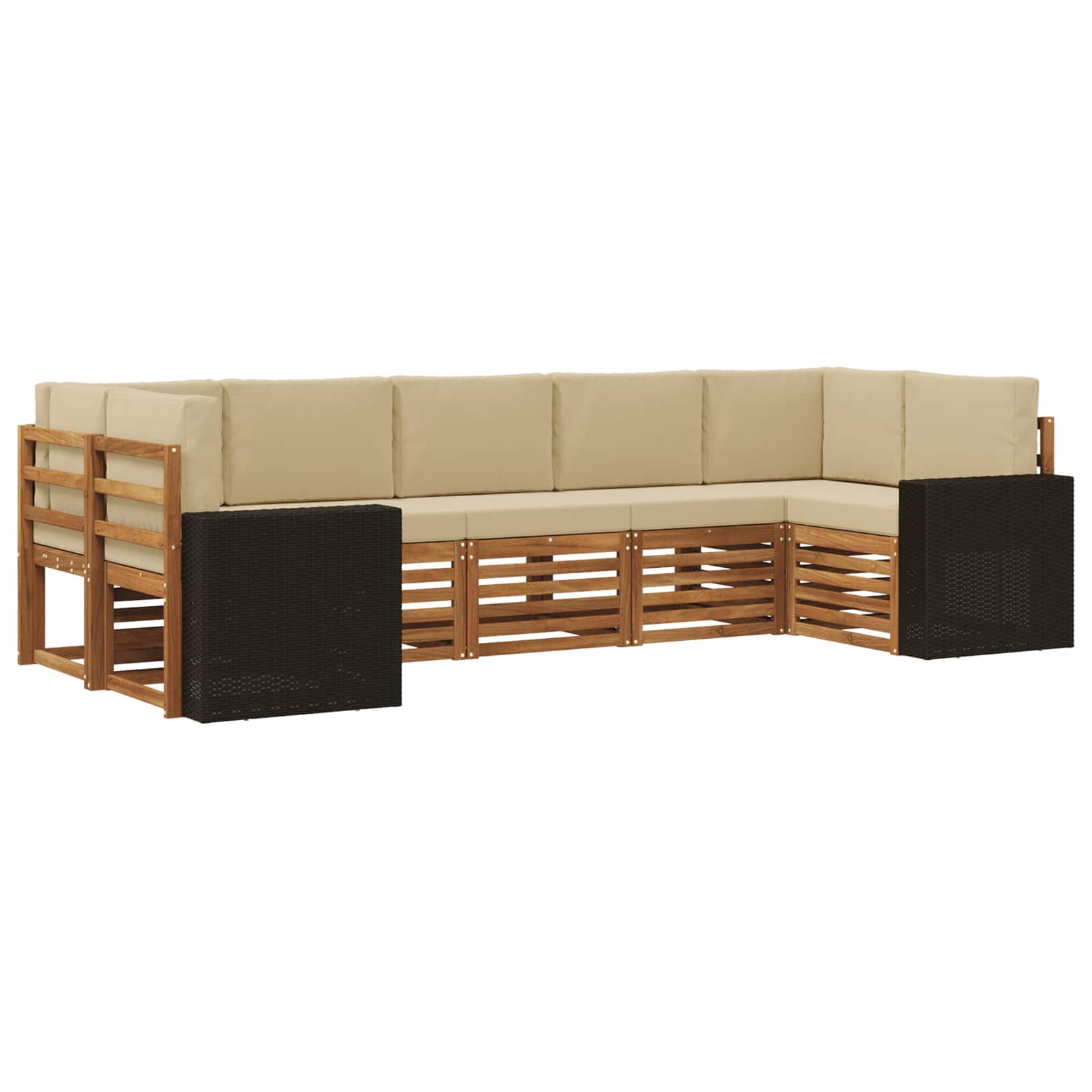 Hoekbank Set met kussen 7 pcs Natuurlijk en Beige Polyester is nu te koop bij PeponiXL, paradijselijk wonen!