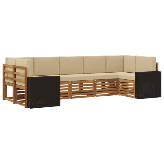 Hoekbank Set met kussen 7 pcs Natuurlijk en Beige Polyester is nu te koop bij PeponiXL, paradijselijk wonen!