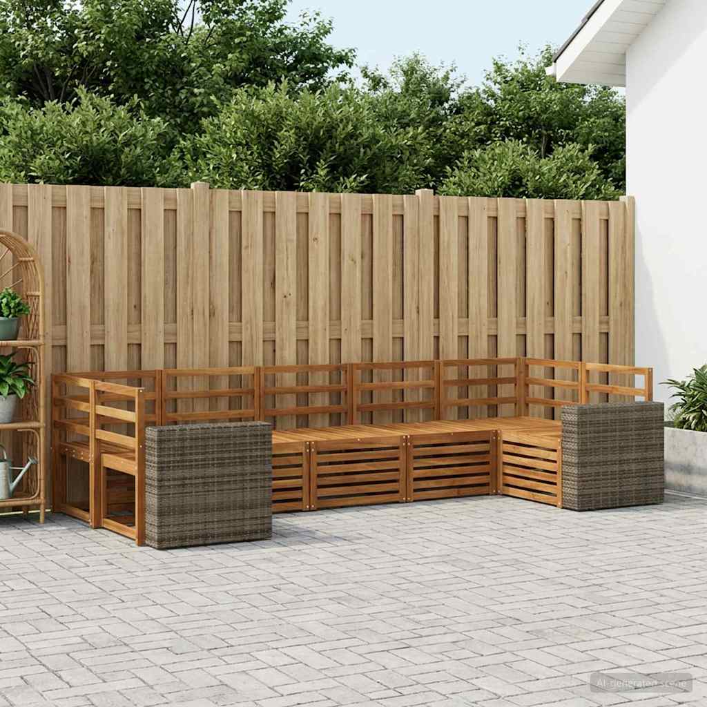 Hoekbank Set 7 pcs Naturel Massief Acaciahout is nu te koop bij PeponiXL, paradijselijk wonen!