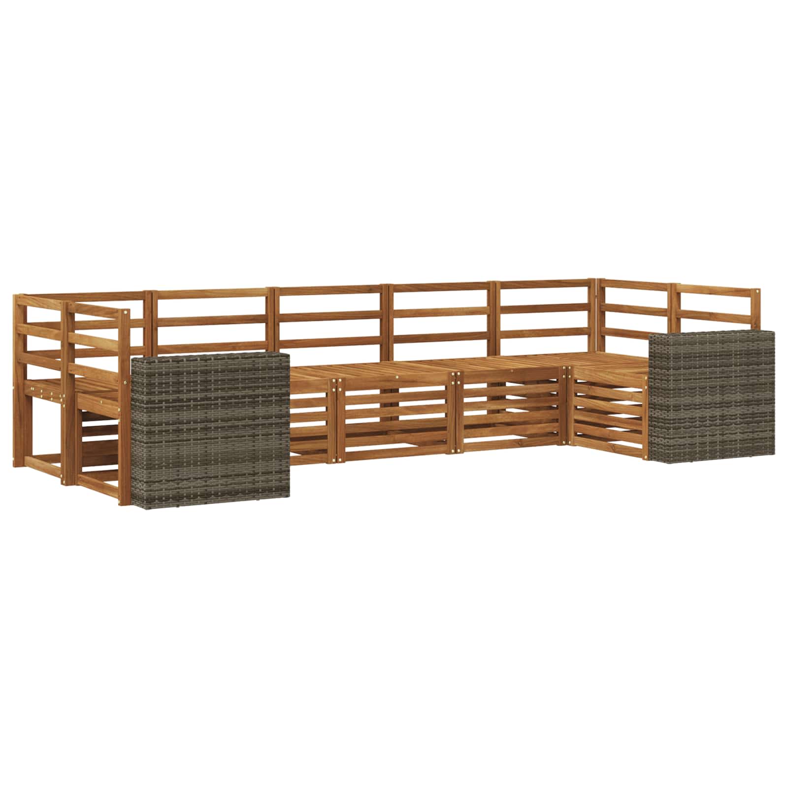 Hoekbank Set 7 pcs Naturel Massief Acaciahout is nu te koop bij PeponiXL, paradijselijk wonen!
