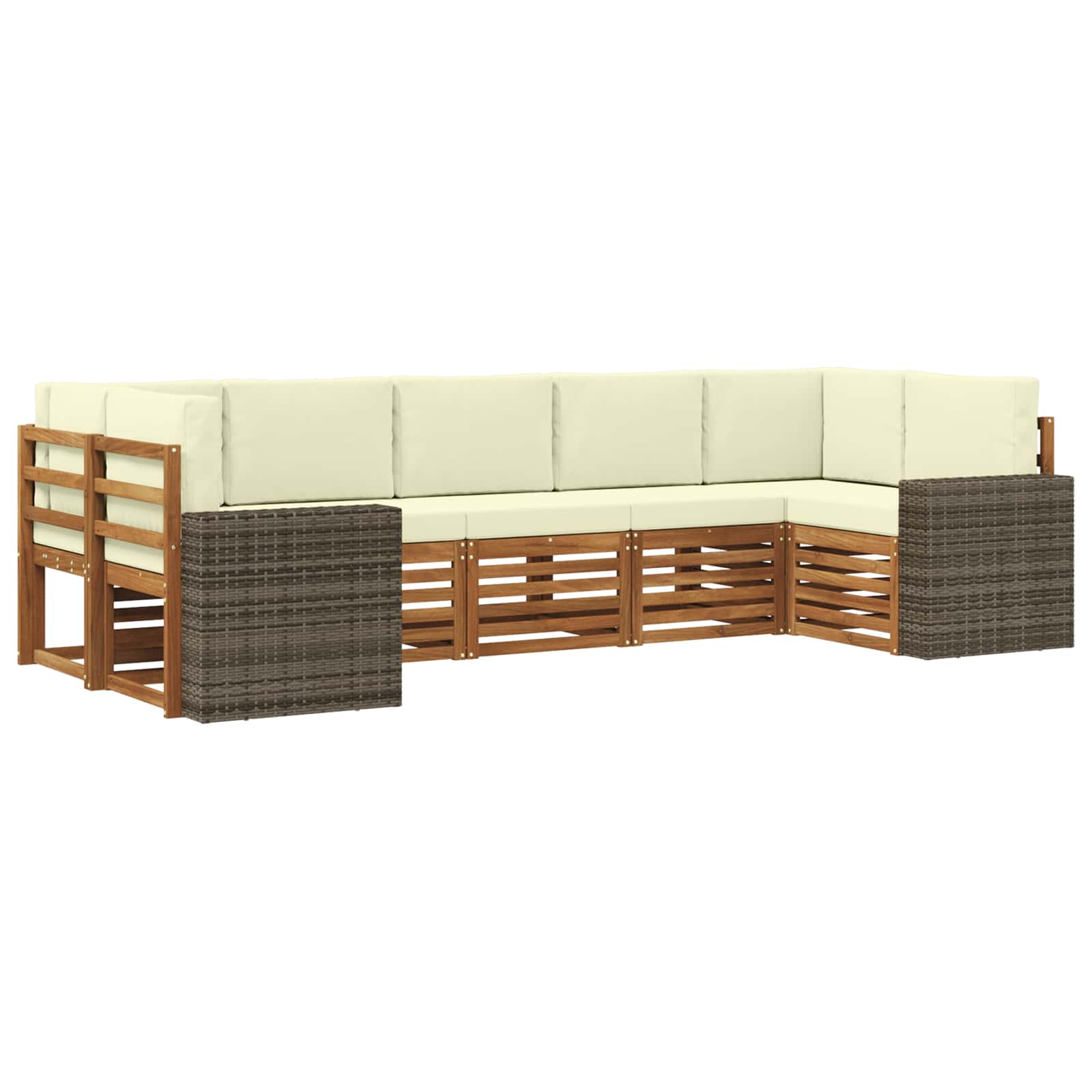 Hoekbank Set met kussen 7 pcs Natuurlijk en Crème Polyester is nu te koop bij PeponiXL, paradijselijk wonen!