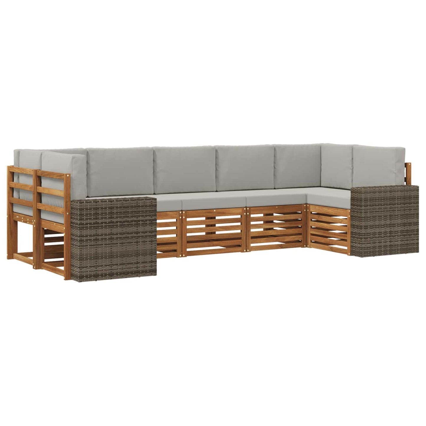 Hoekbank Set met kussen 7 pcs Naturel en lichtgrijs Polyester is nu te koop bij PeponiXL, paradijselijk wonen!