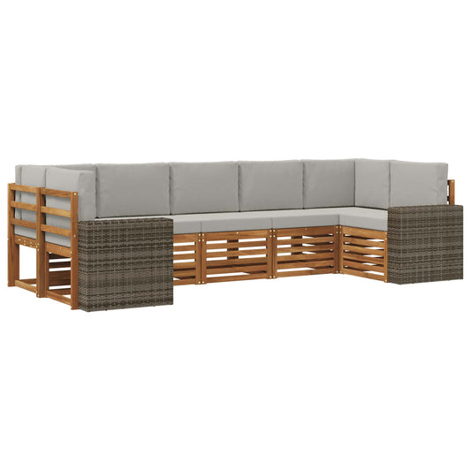 Hoekbank Set met kussen 7 pcs Naturel en lichtgrijs Polyester is nu te koop bij PeponiXL, paradijselijk wonen!