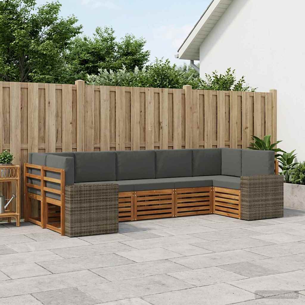 Hoekbank Set met kussen 7 pcs Natuurlijk en Antraciet Polyester is nu te koop bij PeponiXL, paradijselijk wonen!