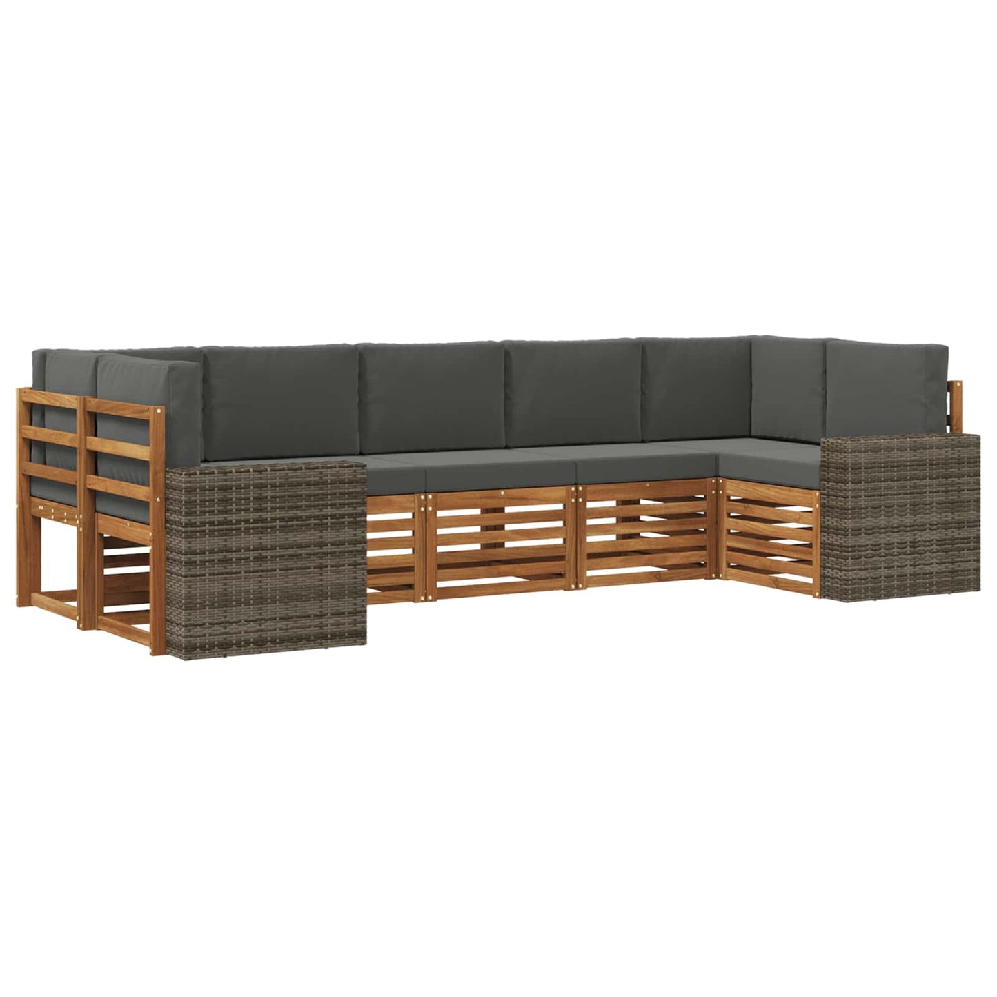 Hoekbank Set met kussen 7 pcs Natuurlijk en Antraciet Polyester is nu te koop bij PeponiXL, paradijselijk wonen!