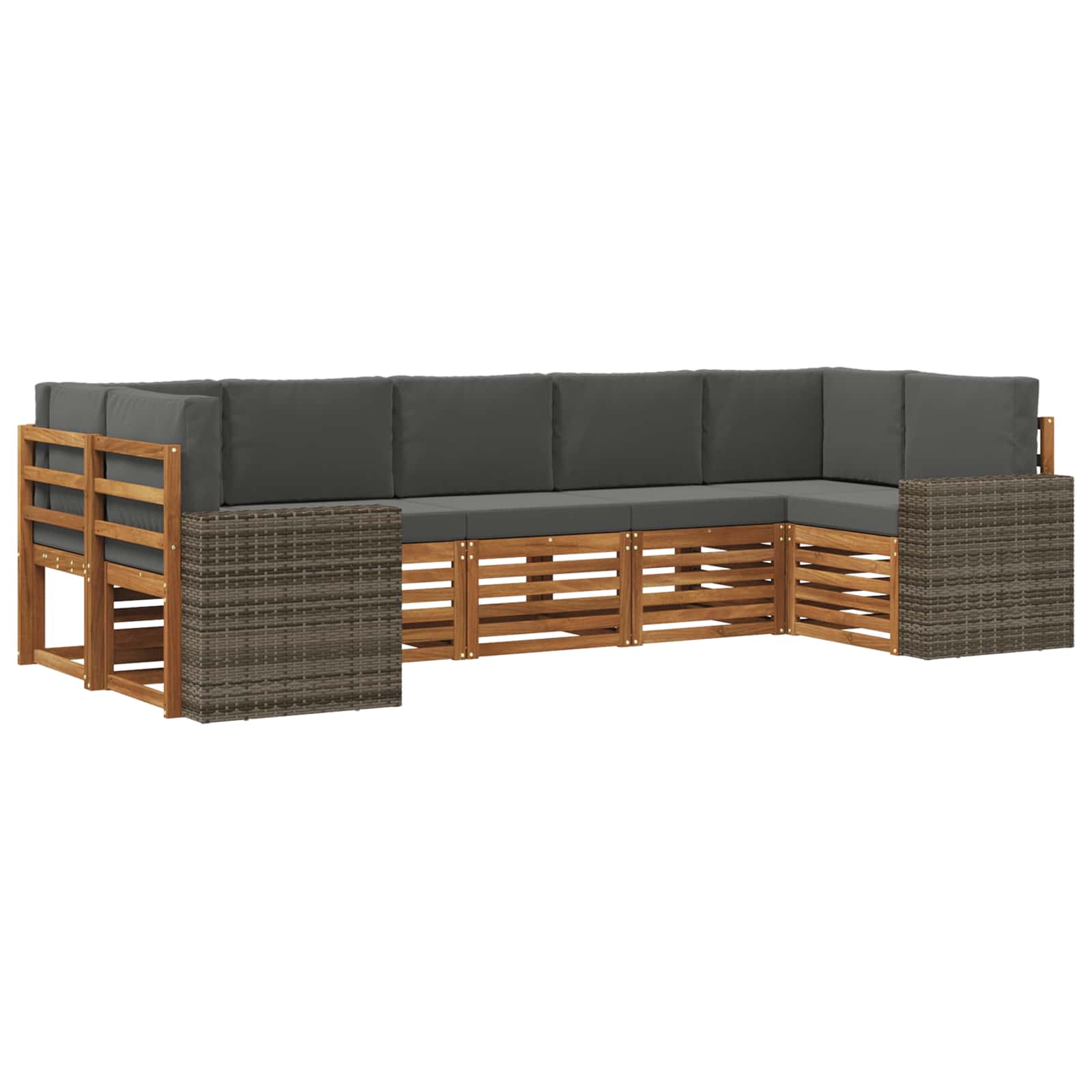 Hoekbank Set met kussen 7 pcs Natuurlijk en Antraciet Polyester is nu te koop bij PeponiXL, paradijselijk wonen!