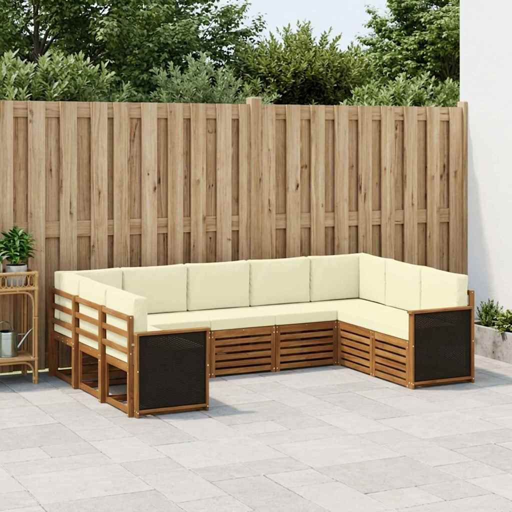 Hoekbank Set met kussen 7 pcs Natuurlijk en Crème is nu te koop bij PeponiXL, paradijselijk wonen!