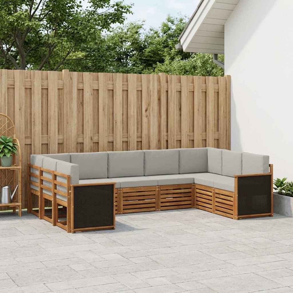 Hoekbank Set met kussen 7 pcs Naturel en lichtgrijs is nu te koop bij PeponiXL, paradijselijk wonen!