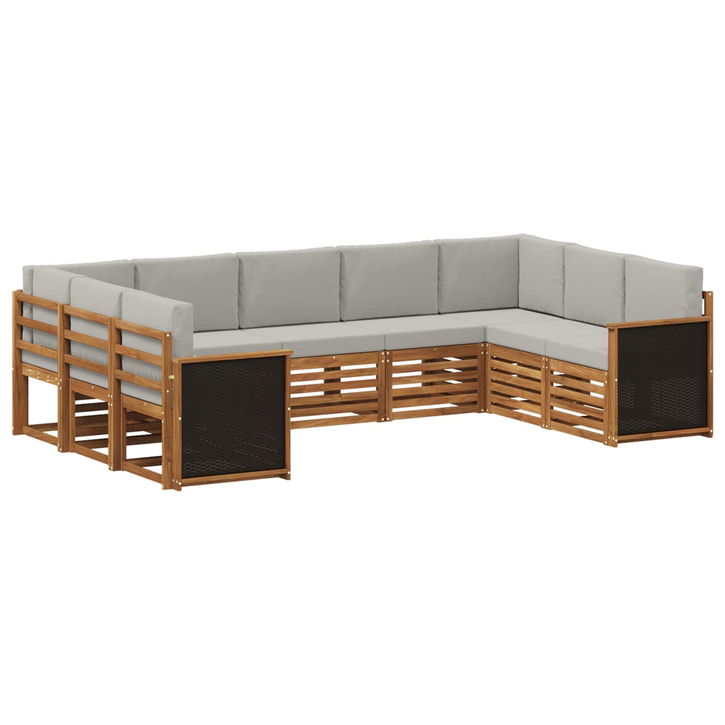 Hoekbank Set met kussen 7 pcs Naturel en lichtgrijs is nu te koop bij PeponiXL, paradijselijk wonen!