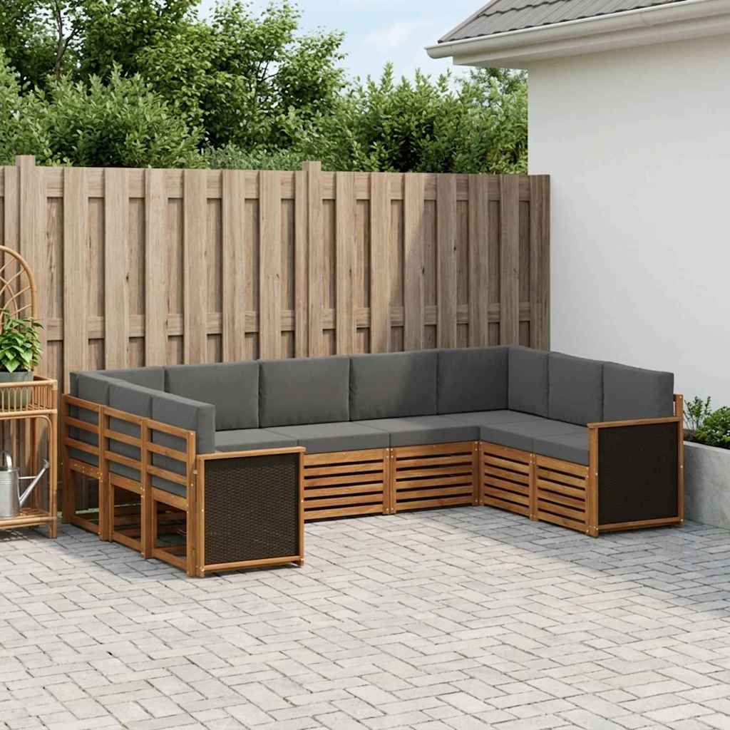 Hoekbank Set met kussen 7 pcs Natuurlijk en Antraciet is nu te koop bij PeponiXL, paradijselijk wonen!