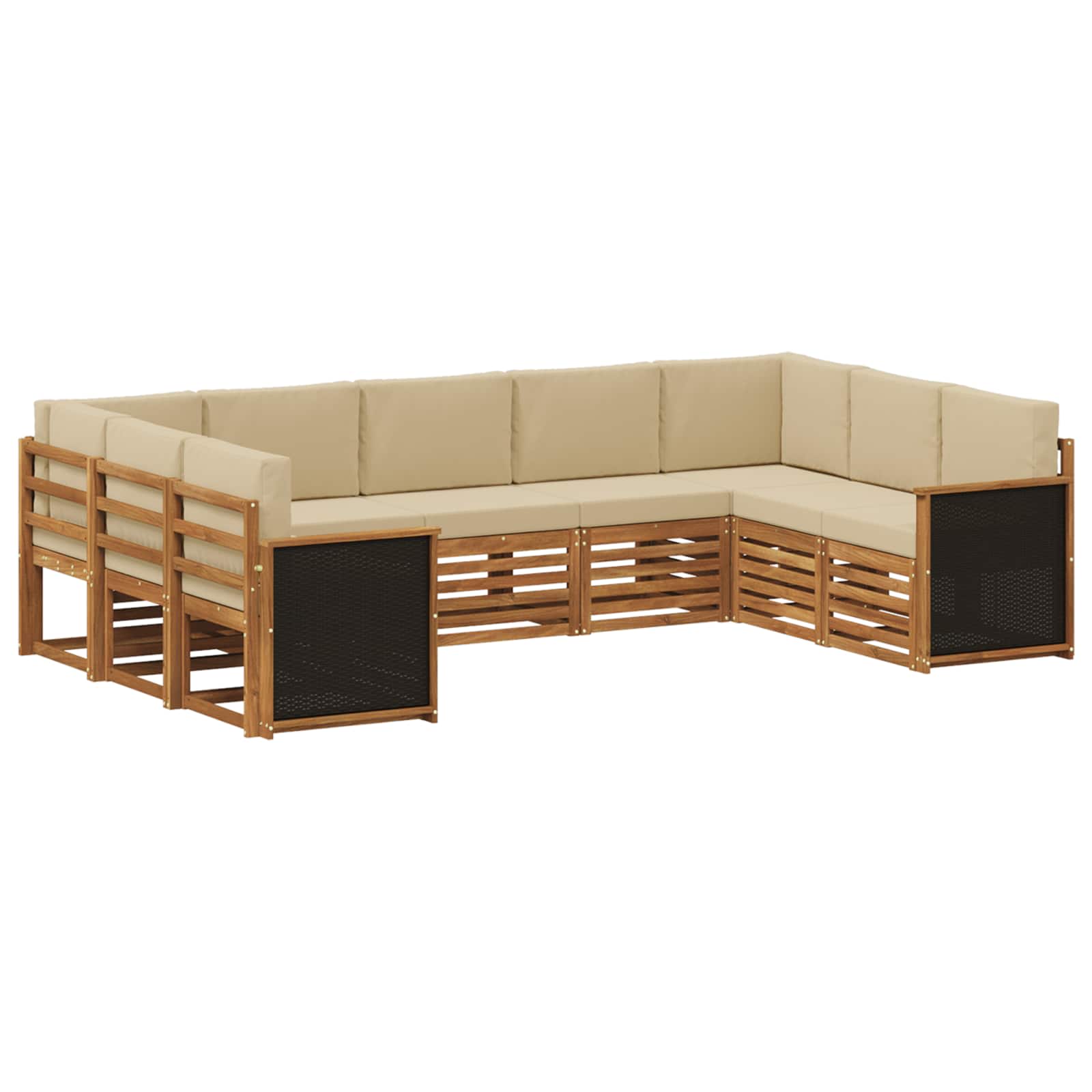Hoekbank Set 7 pcs Naturel Massief Acaciahout en Polyester is nu te koop bij PeponiXL, paradijselijk wonen!