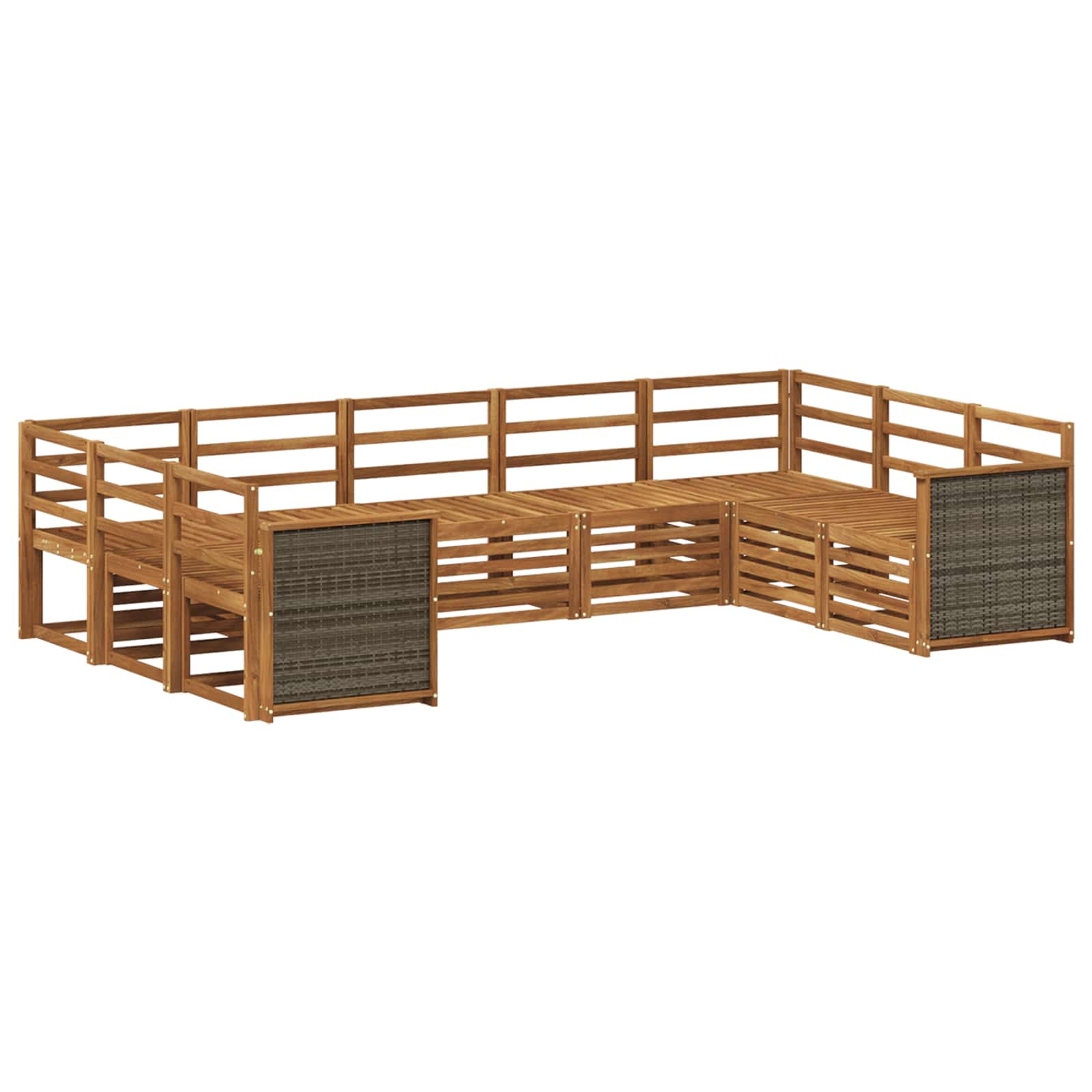 Hoekbank Set 7 pcs Naturel Massief Acaciahout is nu te koop bij PeponiXL, paradijselijk wonen!