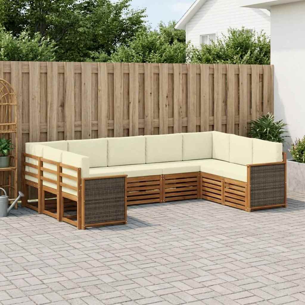 Hoekbank Set met kussen 7 pcs Natuurlijk en Crème is nu te koop bij PeponiXL, paradijselijk wonen!