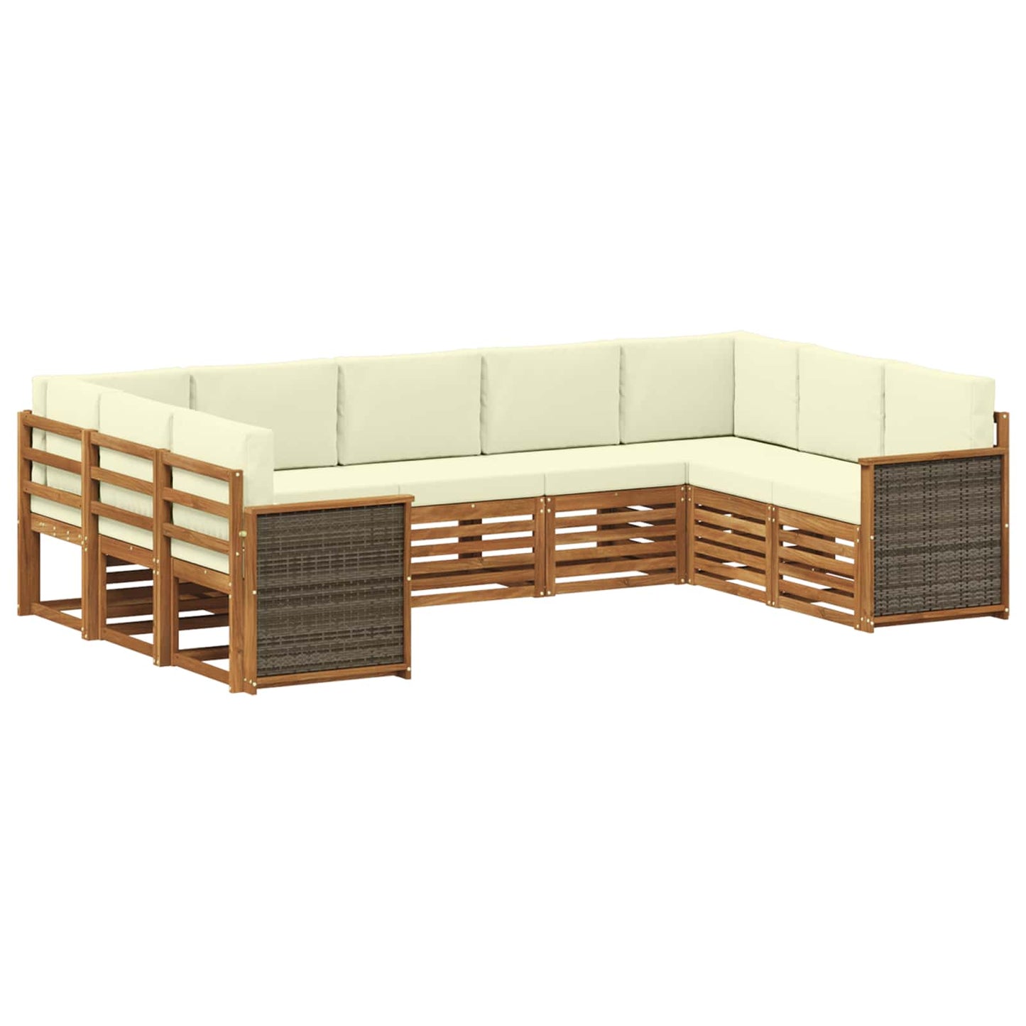 Hoekbank Set met kussen 7 pcs Natuurlijk en Crème is nu te koop bij PeponiXL, paradijselijk wonen!