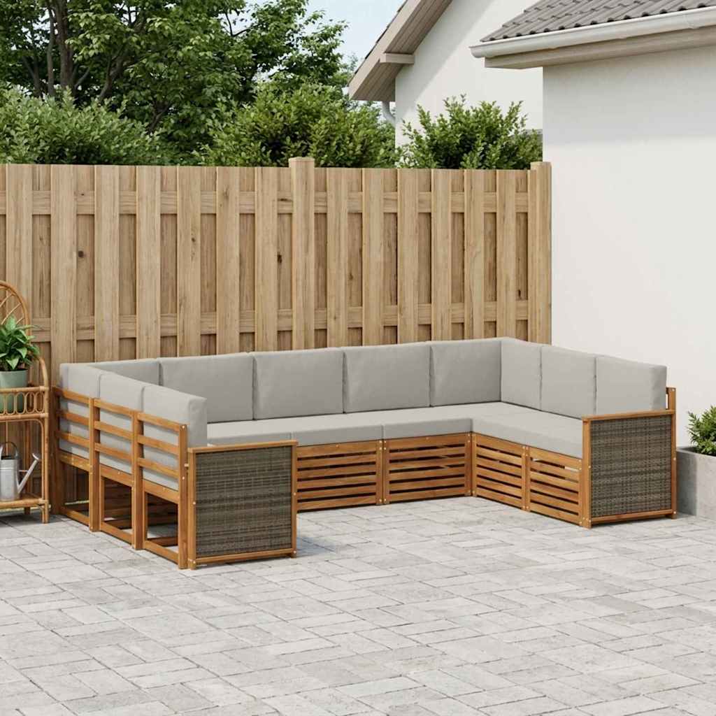 Hoekbank Set met kussen 7 pcs Naturel en lichtgrijs is nu te koop bij PeponiXL, paradijselijk wonen!