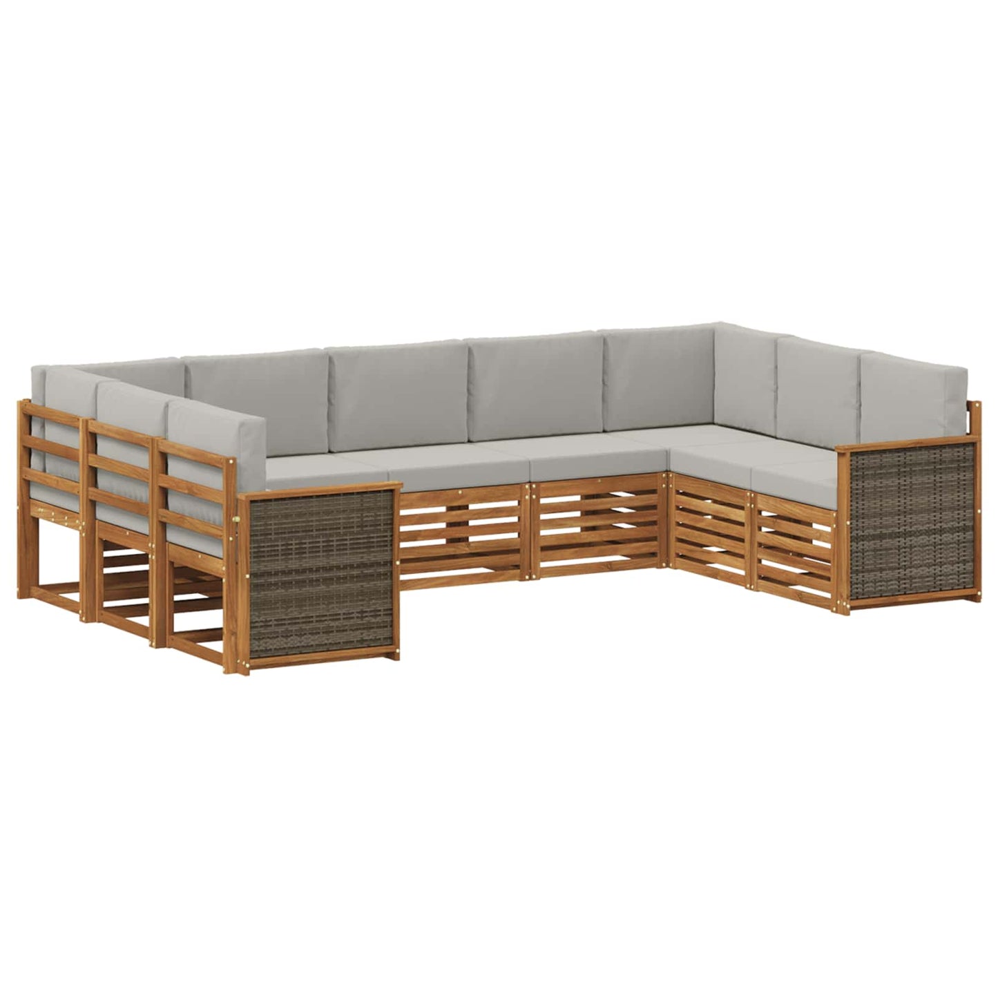Hoekbank Set met kussen 7 pcs Naturel en lichtgrijs is nu te koop bij PeponiXL, paradijselijk wonen!
