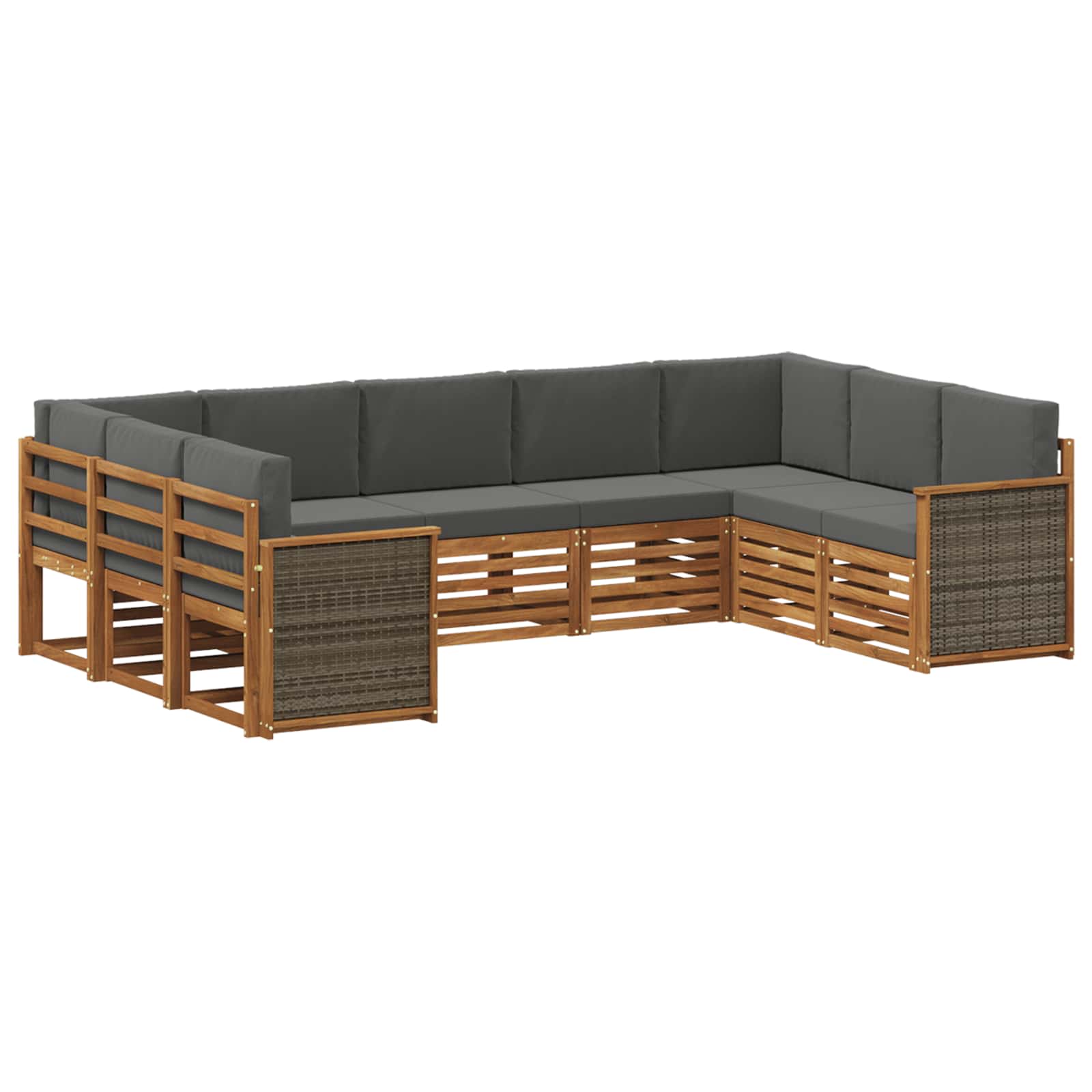 Hoekbank Set met kussen 7 pcs Natuurlijk en Antraciet is nu te koop bij PeponiXL, paradijselijk wonen!