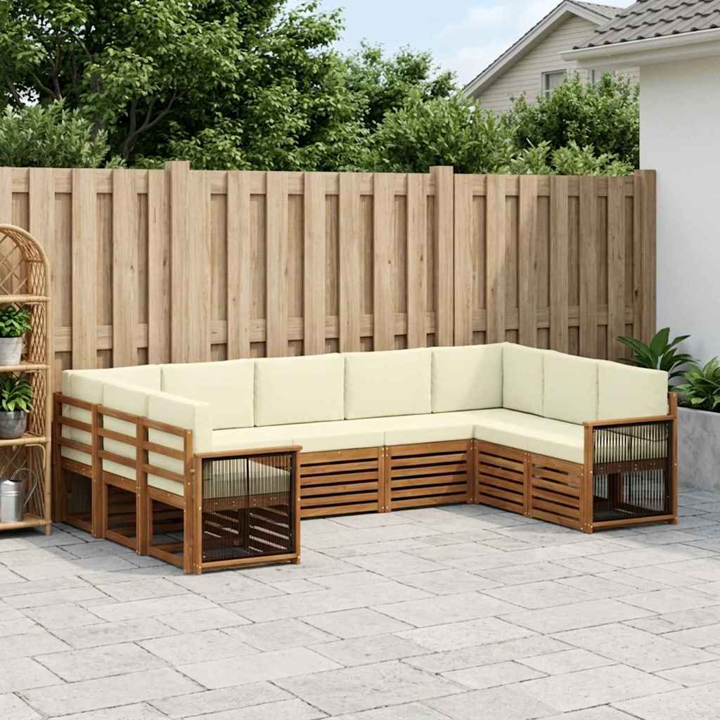 Hoekbank Set met kussen 7 pcs Natuurlijk en Crème is nu te koop bij PeponiXL, paradijselijk wonen!