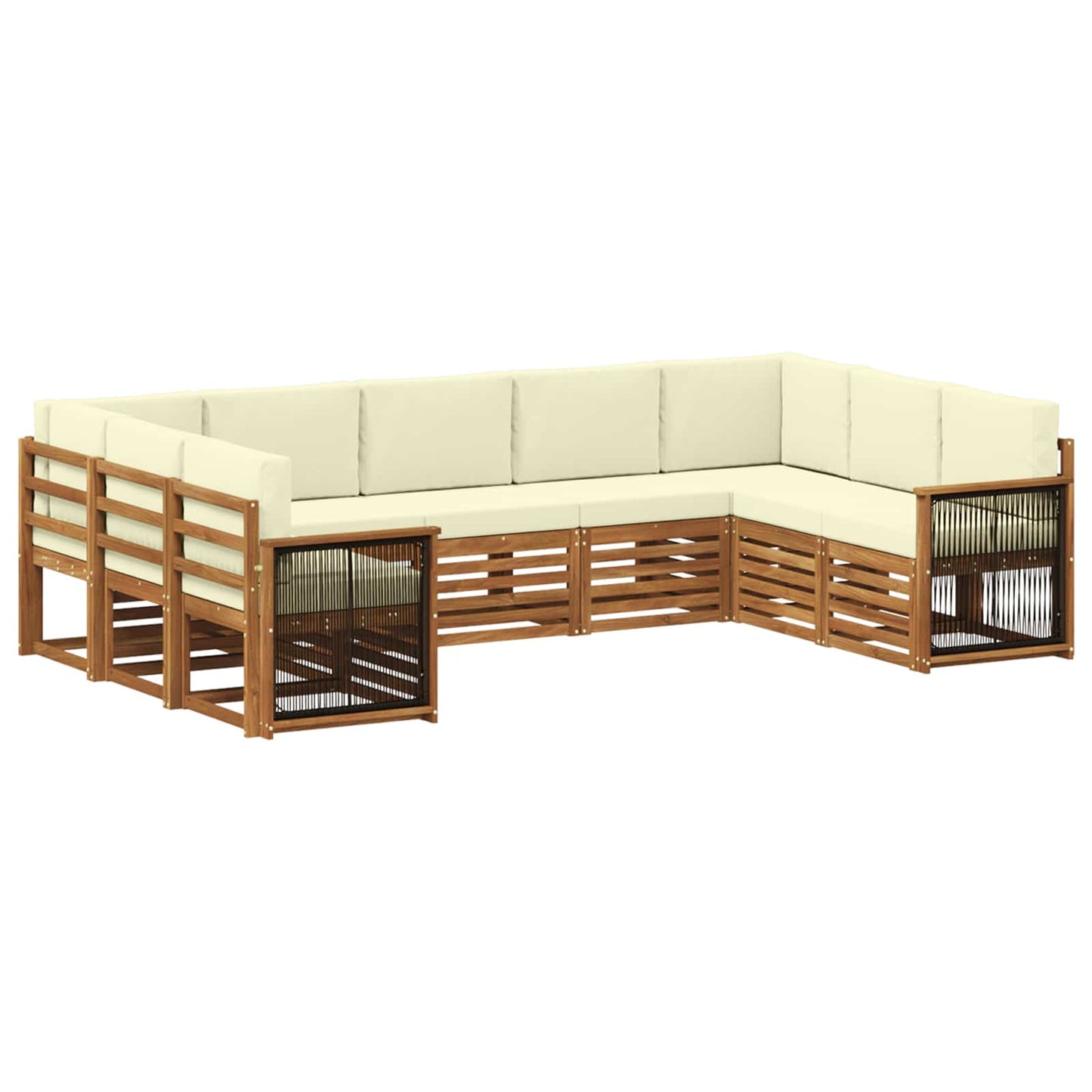 Hoekbank Set met kussen 7 pcs Natuurlijk en Crème is nu te koop bij PeponiXL, paradijselijk wonen!
