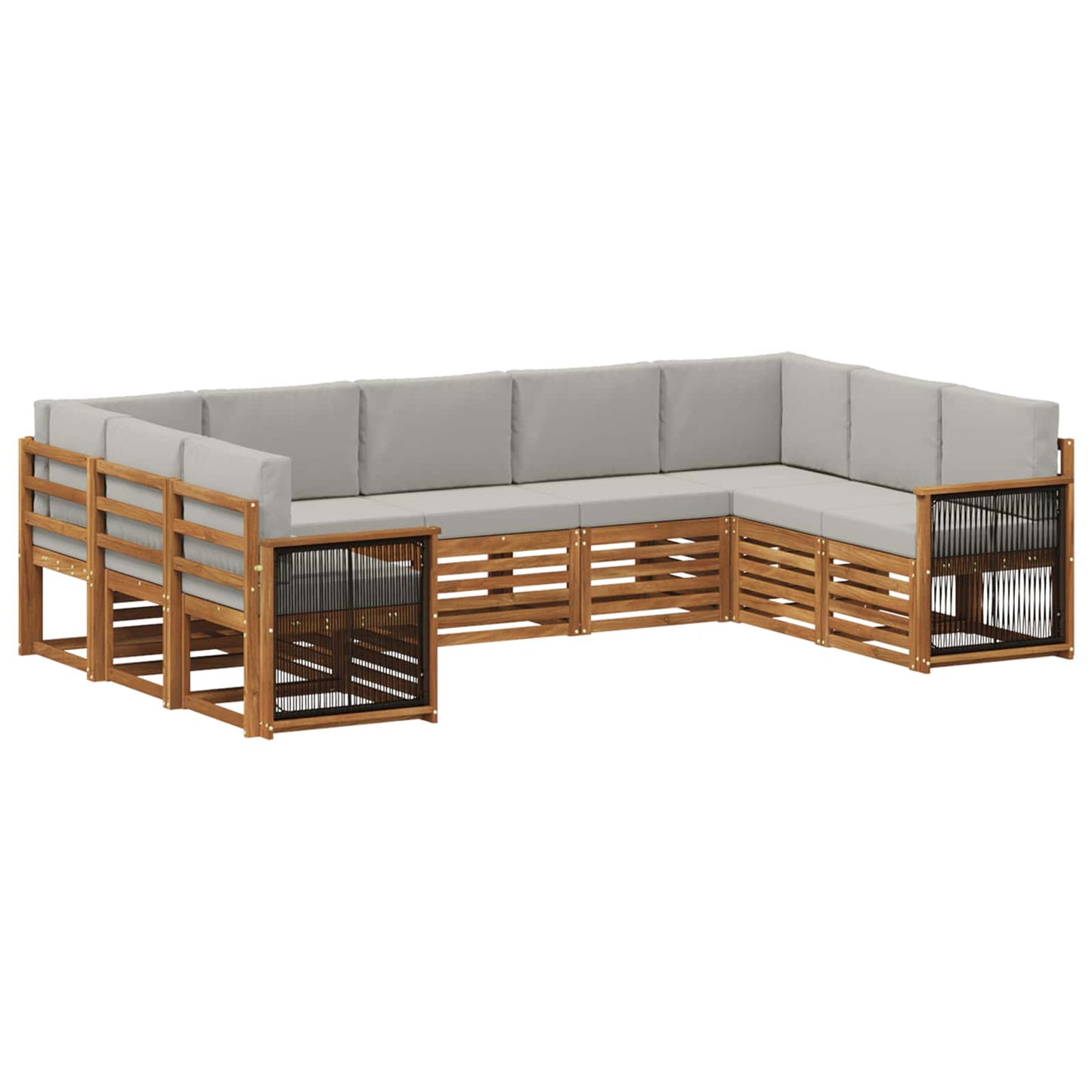 Hoekbank Set met kussen 7 pcs Naturel en lichtgrijs is nu te koop bij PeponiXL, paradijselijk wonen!