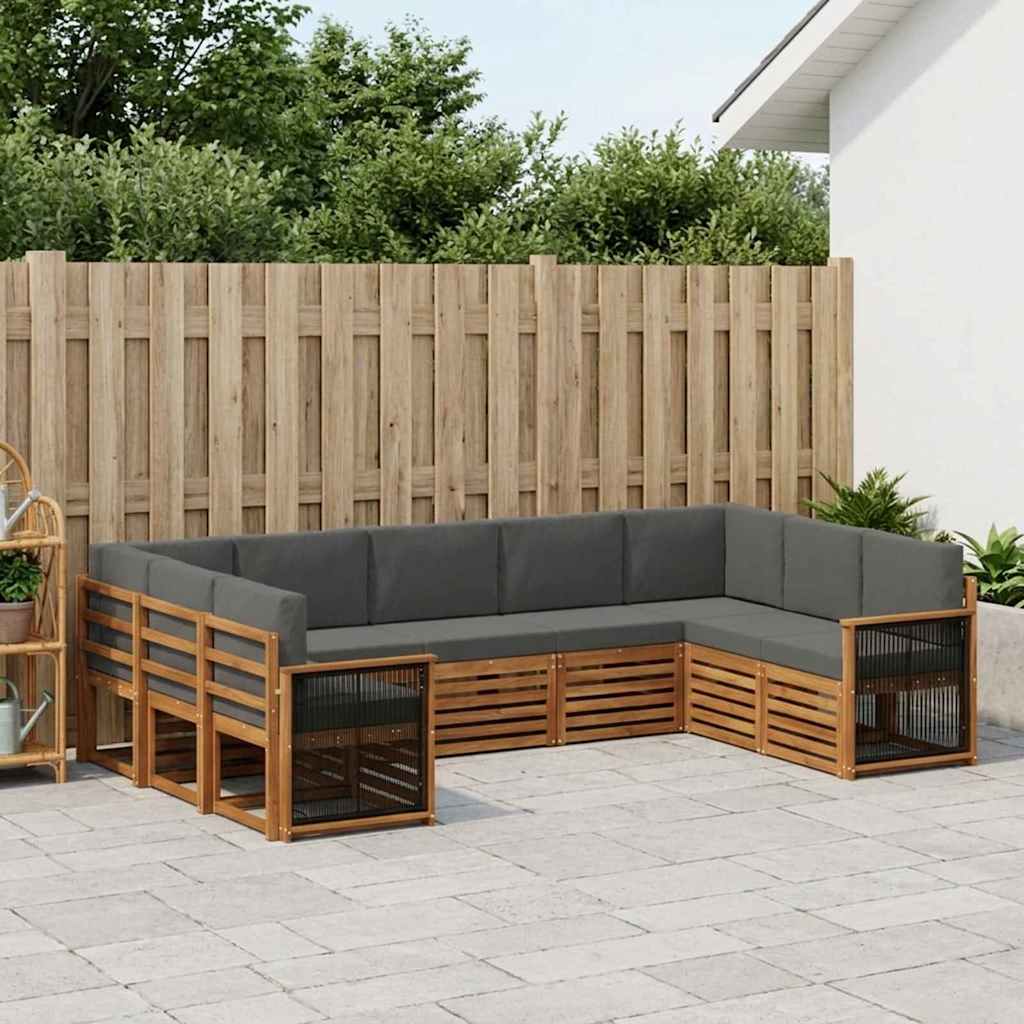 Hoekbank Set met kussen 7 pcs Natuurlijk en Antraciet is nu te koop bij PeponiXL, paradijselijk wonen!