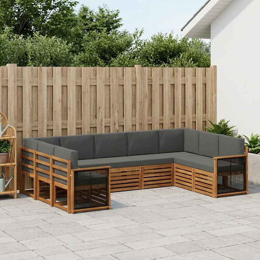 Hoekbank Set met kussen 7 pcs Natuurlijk en Antraciet is nu te koop bij PeponiXL, paradijselijk wonen!