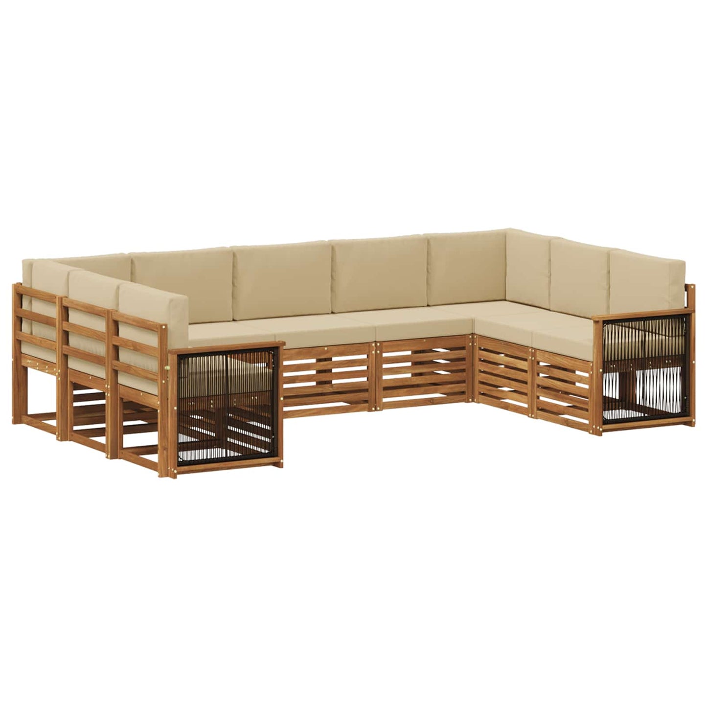 Hoekbank Set 7 pcs Naturel Massief Acaciahout en Polyester is nu te koop bij PeponiXL, paradijselijk wonen!