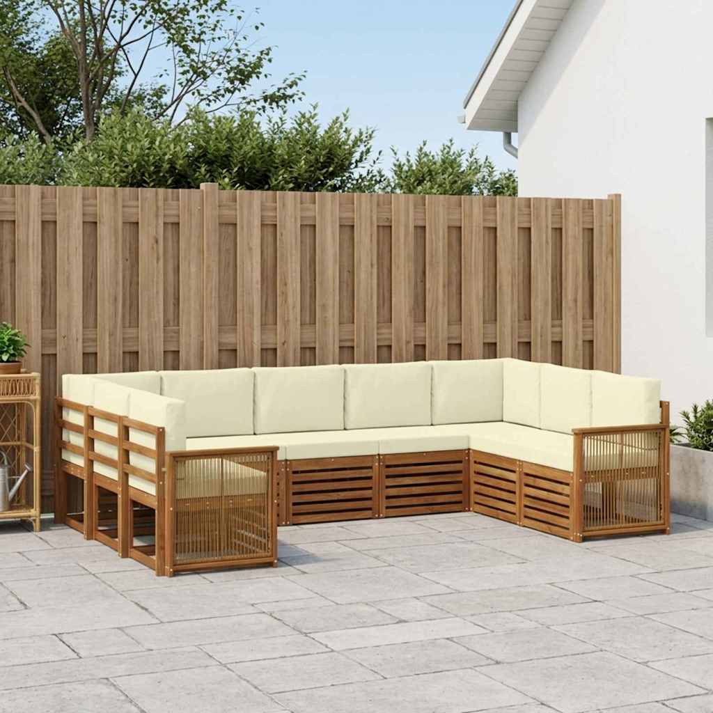 Hoekbank Set met kussen 7 pcs Natuurlijk en Crème is nu te koop bij PeponiXL, paradijselijk wonen!