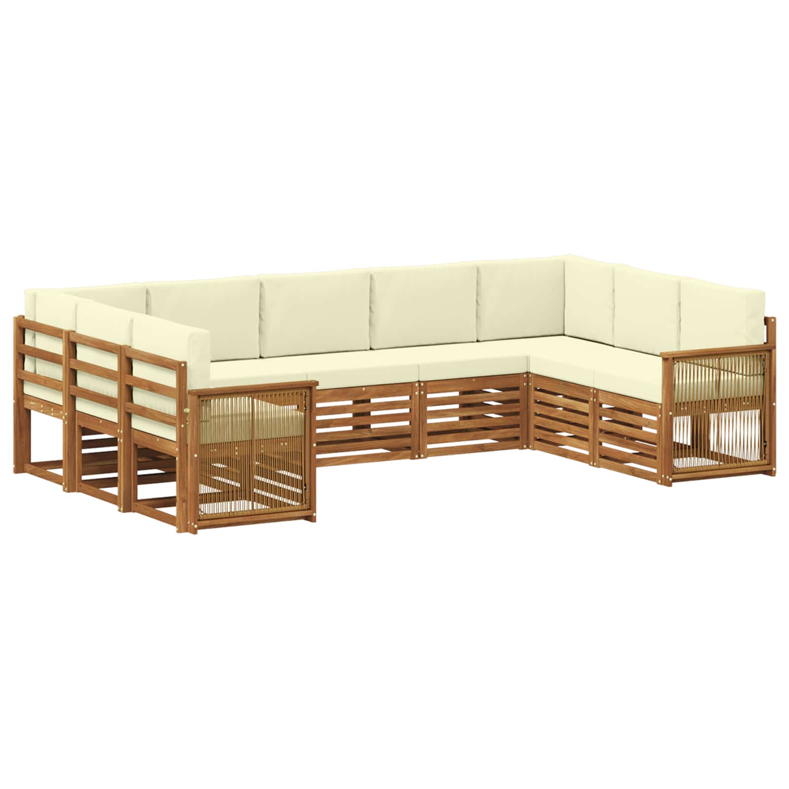 Hoekbank Set met kussen 7 pcs Natuurlijk en Crème is nu te koop bij PeponiXL, paradijselijk wonen!